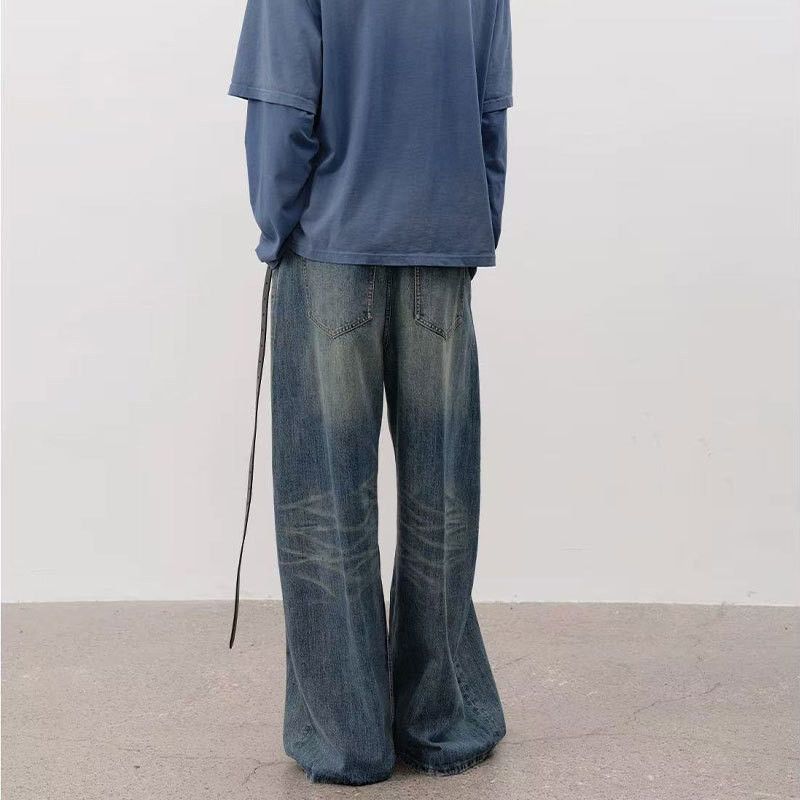 Jean Vintage distressed men's loose straight-leg scimitar jeans Size US 32 / EU 48 - 5 Thumbnail