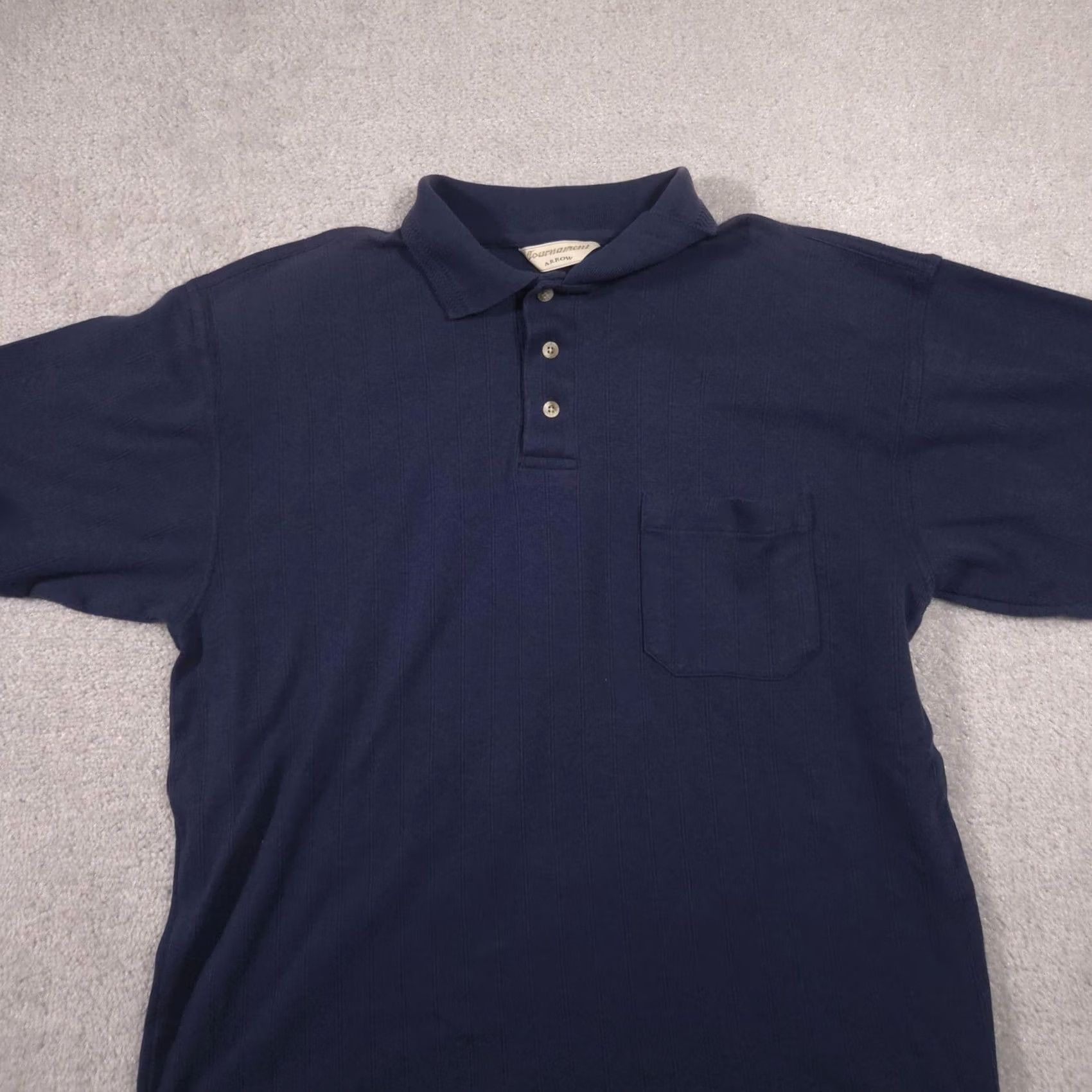 Arrow Arrow Tournament Polo Shirt Mens M Blue Textured Stripe Knit Pocket Casual Size US M / EU 48-50 / 2 - 3 Thumbnail