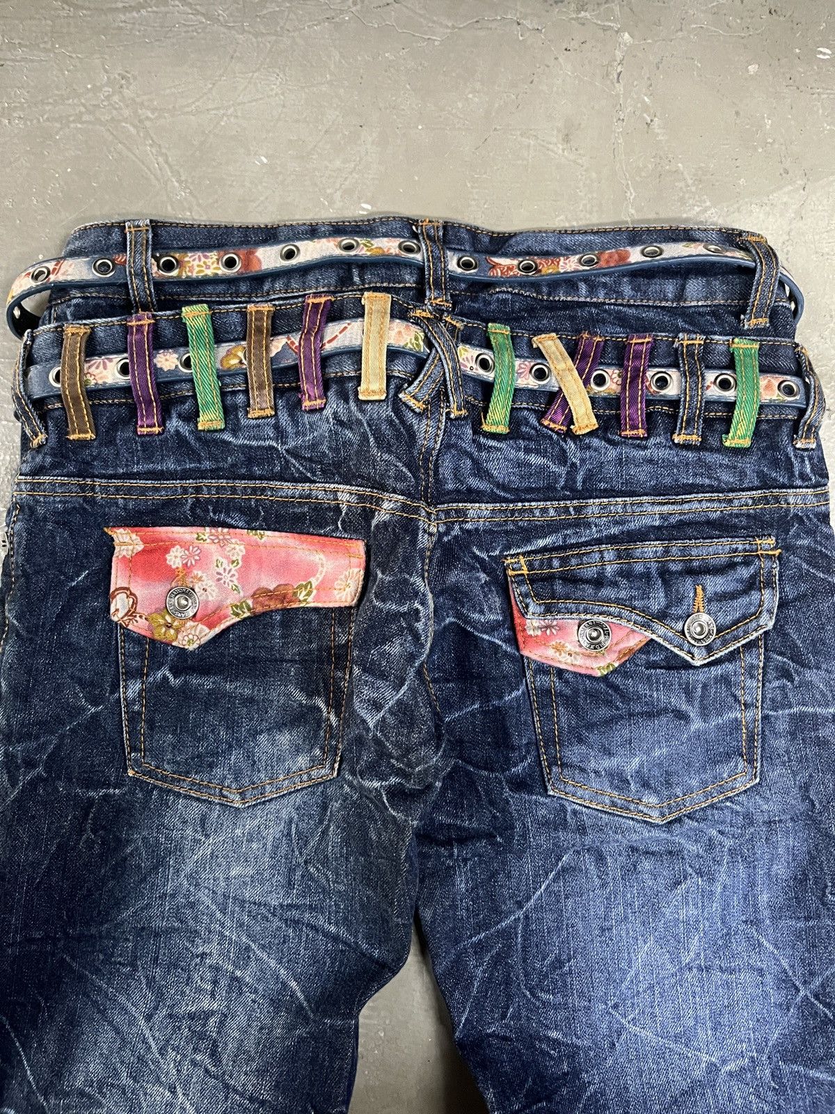 If Six Was Nine 2000s Nylaus Karakuri Double Waist Washed Denim Jeans Faded Size US 30 / EU 46 - 18 Thumbnail