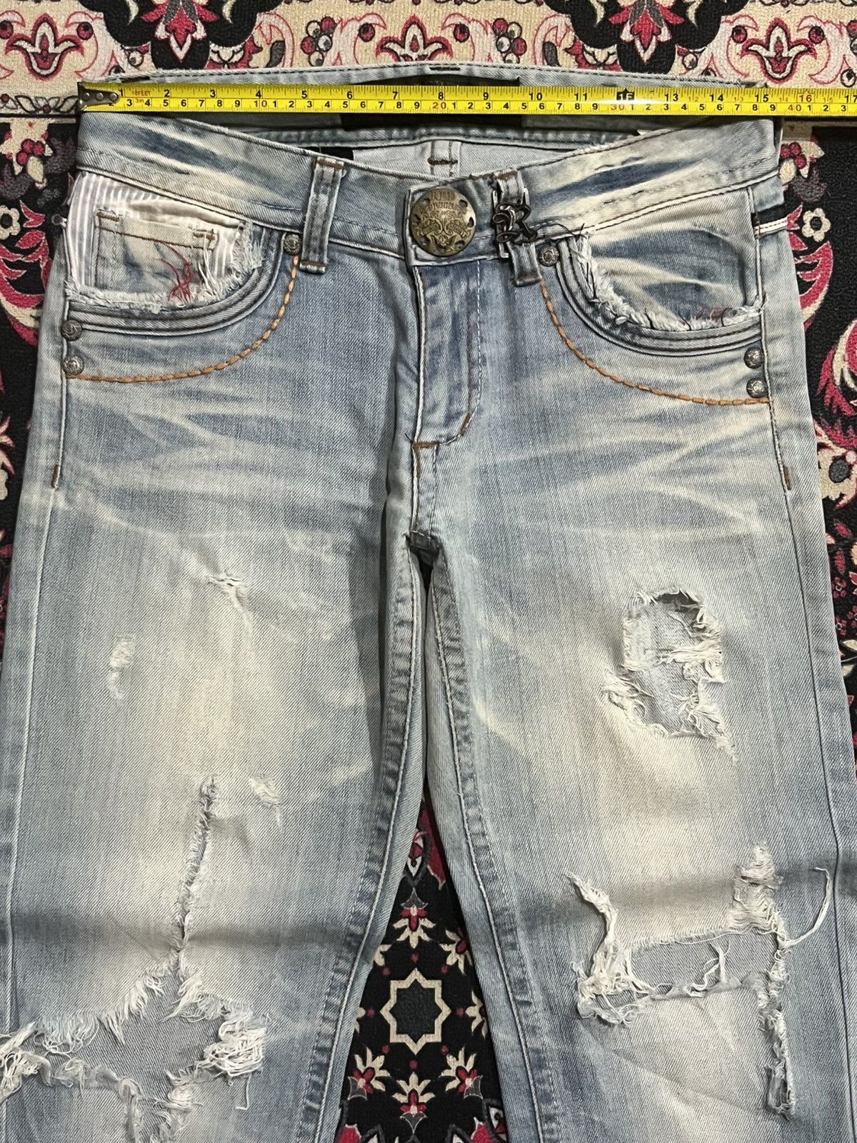 If Six Was Nine ⚡️Insane⚡️Vintage Japanese Brand Red Pepper Destroy Blue Jeans Size US 28 / EU 44 - 19 Thumbnail