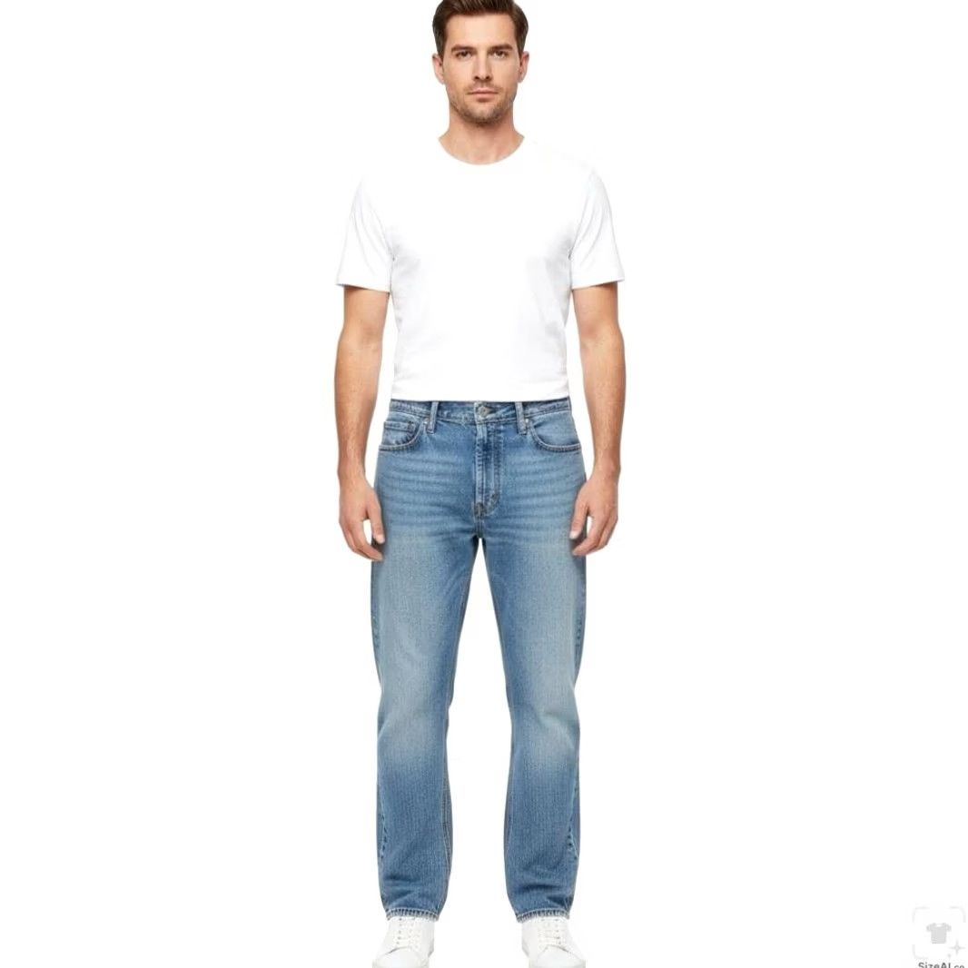 Levi's Levi's Jeans Men 39x32 Blue Light Wash Straight Regular Stretch Zip Fly 5-Pocket Denim USA 500 Series Mens Size US 39 - 4 Thumbnail