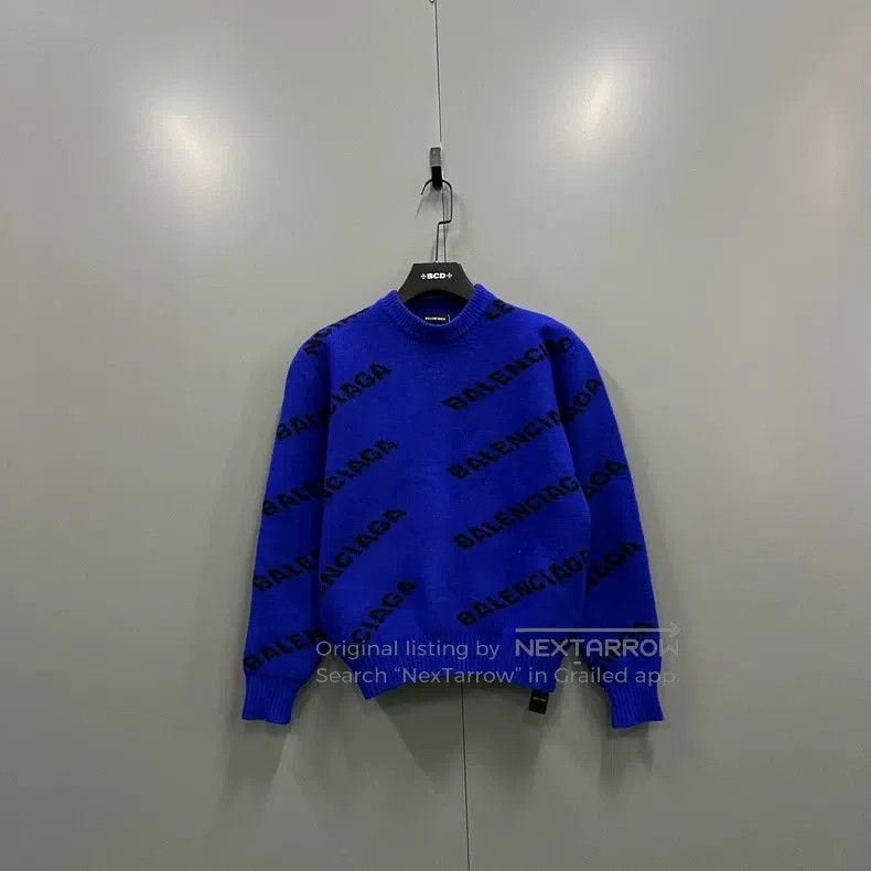 Balenciaga Balenciaga Blue Bullet Screen Logo Sweater Size US XS / EU 42 / 0 - 2 Thumbnail