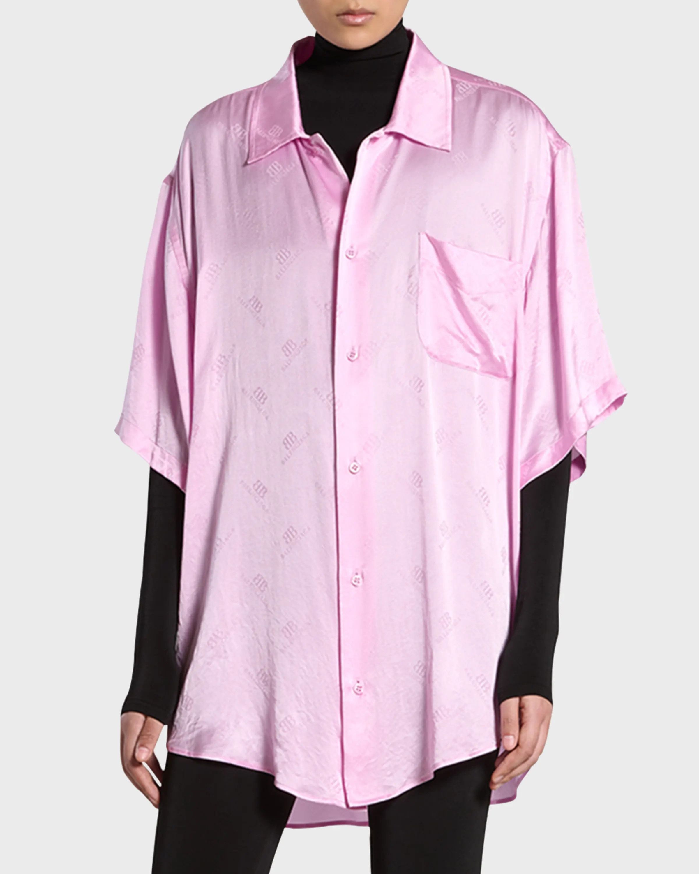 Balenciaga o1srvl11e0426 BB Classic Monogram Minimal Shirt Large Fit Size L / US 10 / IT 46 - 4 Thumbnail
