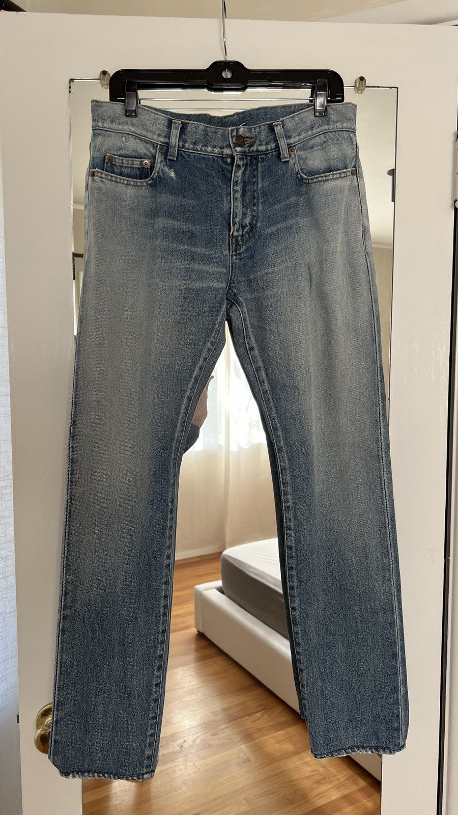 Saint Laurent Paris Hedi Slimane SLP D02 Fit Blue Faded Wash Denim Jeans Size US 31 - 1 Thumbnail