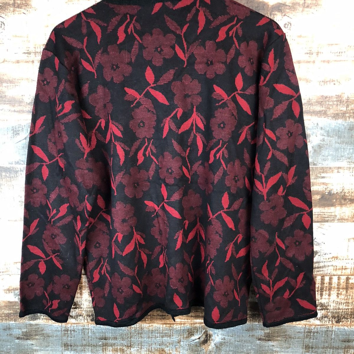 Japanese Brand Nouvelve Red Patterned Cardigans #A2043 Size L / US 10 / IT 46 - 14 Thumbnail