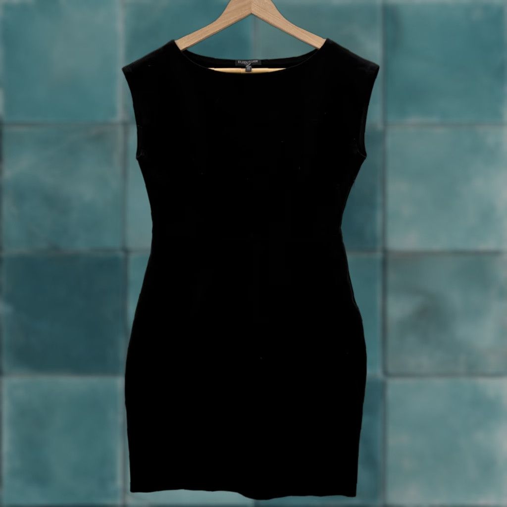 Eileen Fisher Eileen Fisher Dress Sheath Pencil Black Sleeveless Round Neck Womens PM Petite Quick Ship Zip Zipper Stretch Jersey Classic Business Party/Cocktail Size M / US 6-8 / IT 42-44 - 1 Thumbnail