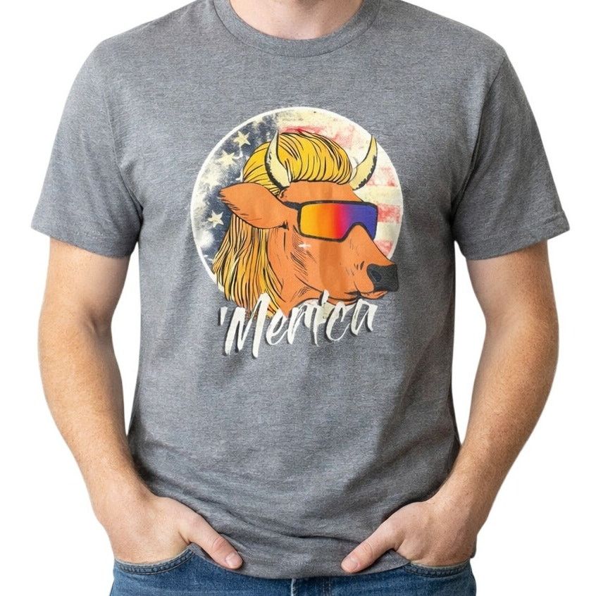 Other 'Merica Bull Mullet Gray Graphic T-Shirt Unisex Medium NWOT Size US M / EU 48-50 / 2 - 1 Thumbnail