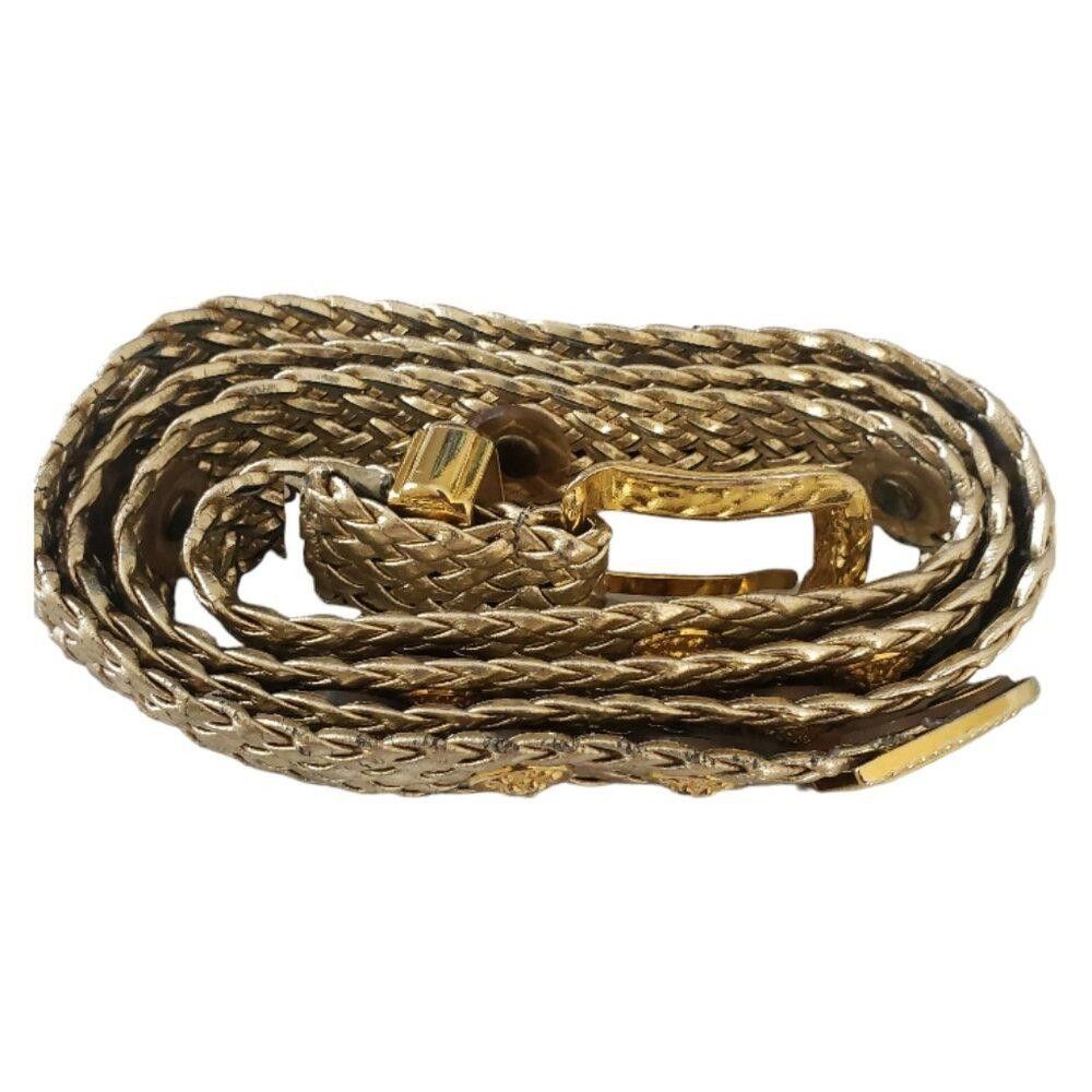 Designer Vintage Gold Braided Leather Ladies Belt Size ONE SIZE - 2 Thumbnail