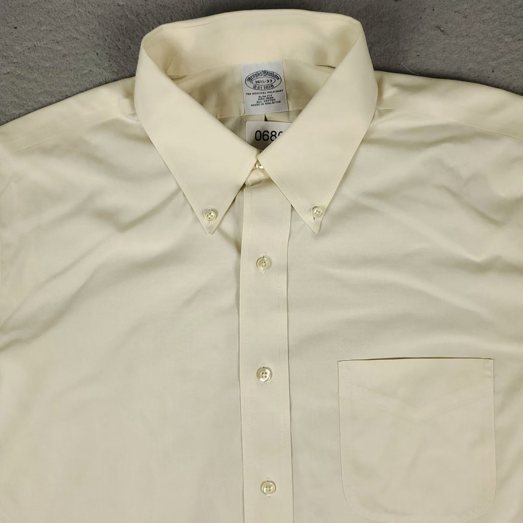 Brooks Brothers Brooks Brothers Shirt Mens 16.5 Ivory Slim Fit Dress Button Up Long Sleeve Size 46R - 2 Thumbnail