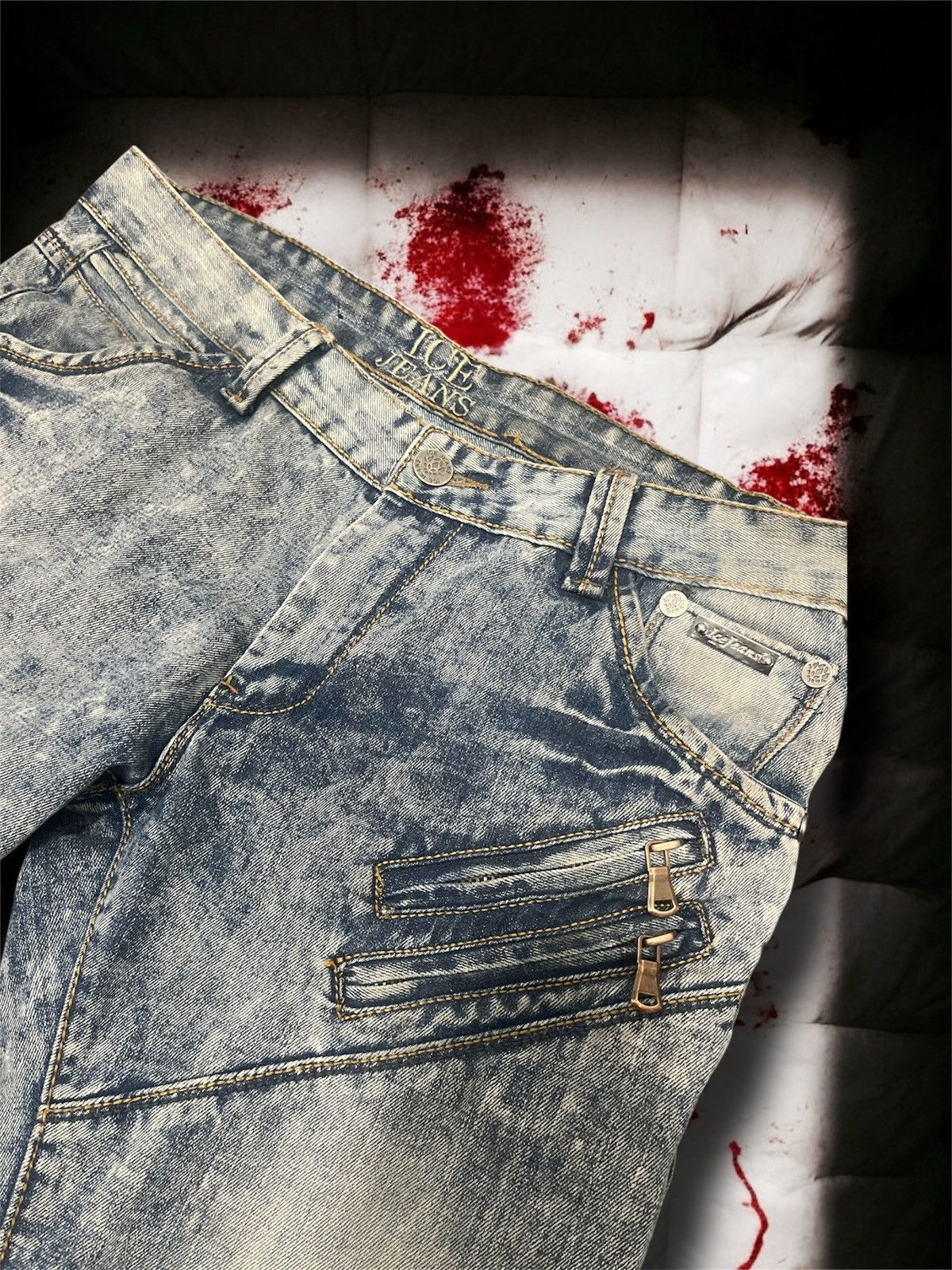 Japanese Brand Balmain Style Moto Zipper Jeans Size US 34 / EU 50 - 3 Thumbnail