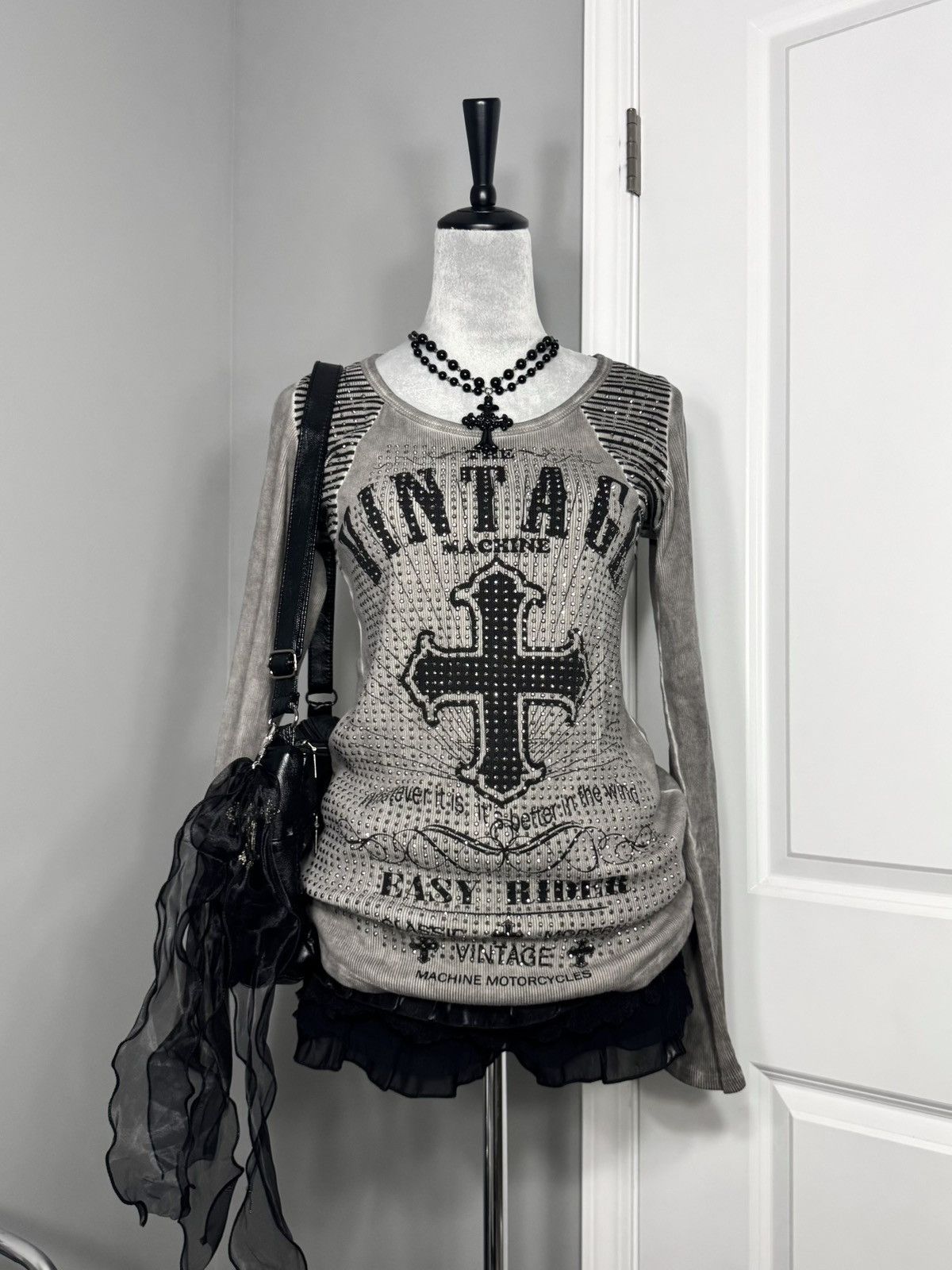 Other Vintage Western Grunge Striped Rhinestone Longsleeve Top Size M / US 6-8 / IT 42-44 - 6 Thumbnail