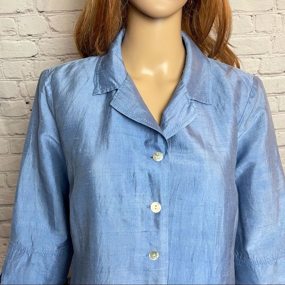 Other Mimi Maternity Blue Silk 3/4 Sleeve Jacket Size M Size M / US 6-8 / IT 42-44 - 2 Thumbnail