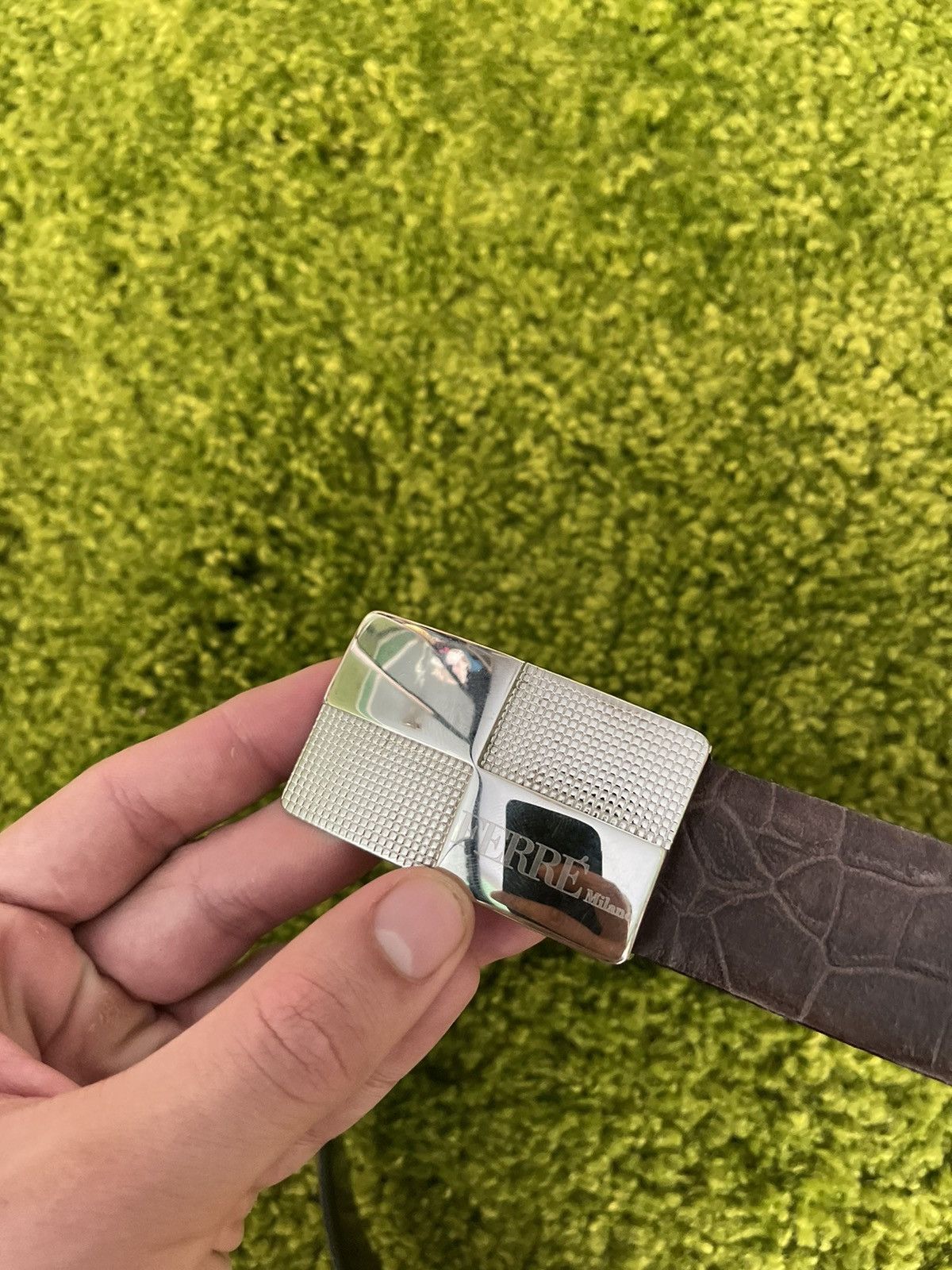 Ferre × Genuine Leather × Gianfranco Ferre Gianfranco Ferre snakeskin Python pattern real leather belt Size 36 - 5 Thumbnail