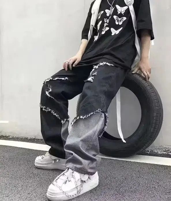 Japanese Brand Embroidered Baggy Denim Jeans Size US 32 / EU 48 - 3 Thumbnail