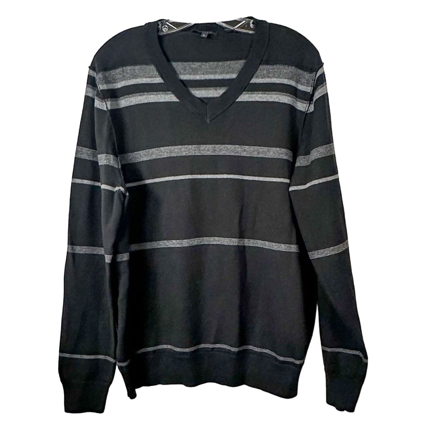 DKNY DKNY Editor Men's Striped Long Sleeve Sweater Black White XL Size US XL / EU 56 / 4 - 1 Thumbnail