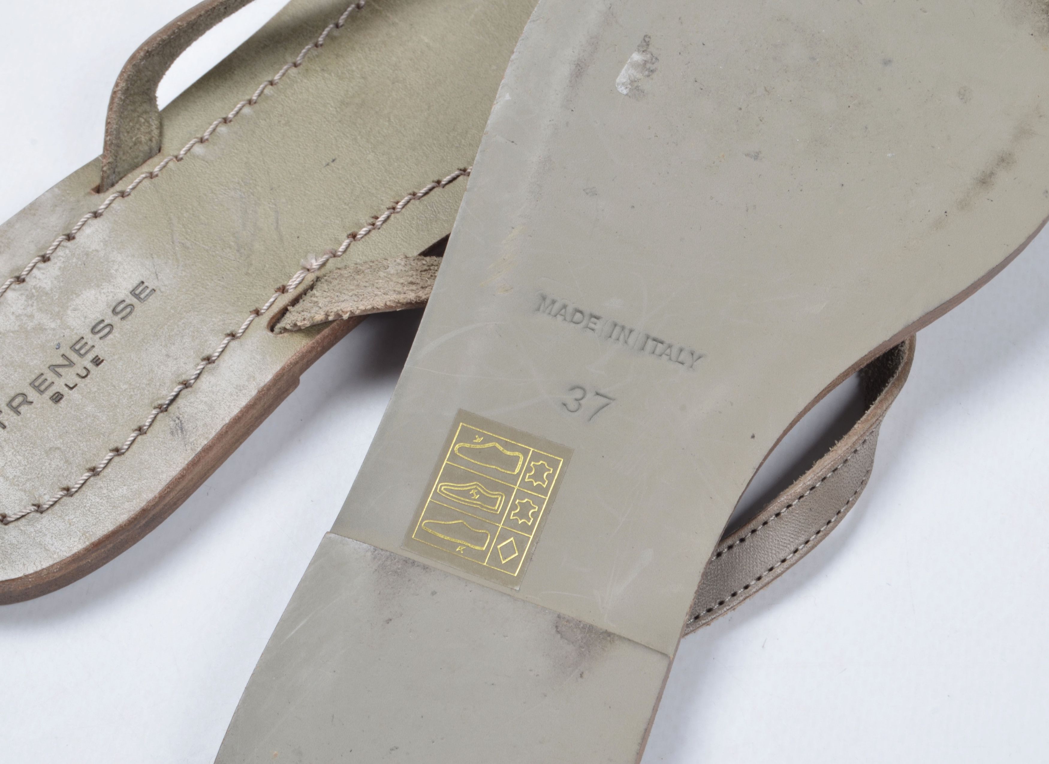 STRENESSE Strenesse Blue Gabriele Strehle 90's Khaki Flip Flops Size US 7 / IT 37 - 4 Thumbnail
