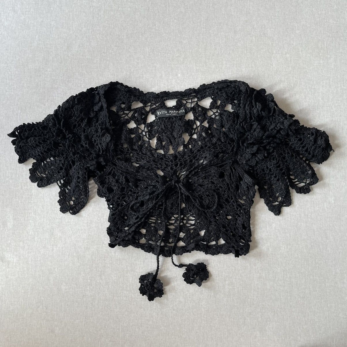 image of Keita Mruyama Vintage Keita Maruyama Crochet Top in Black, Women's (Size Small)