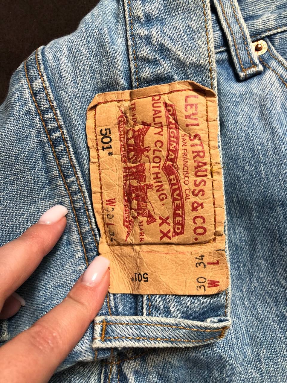 Levi's Levi's 501 patchwork straight leg jeans with a raw hem Size US 30 / EU 46 - 14 Thumbnail