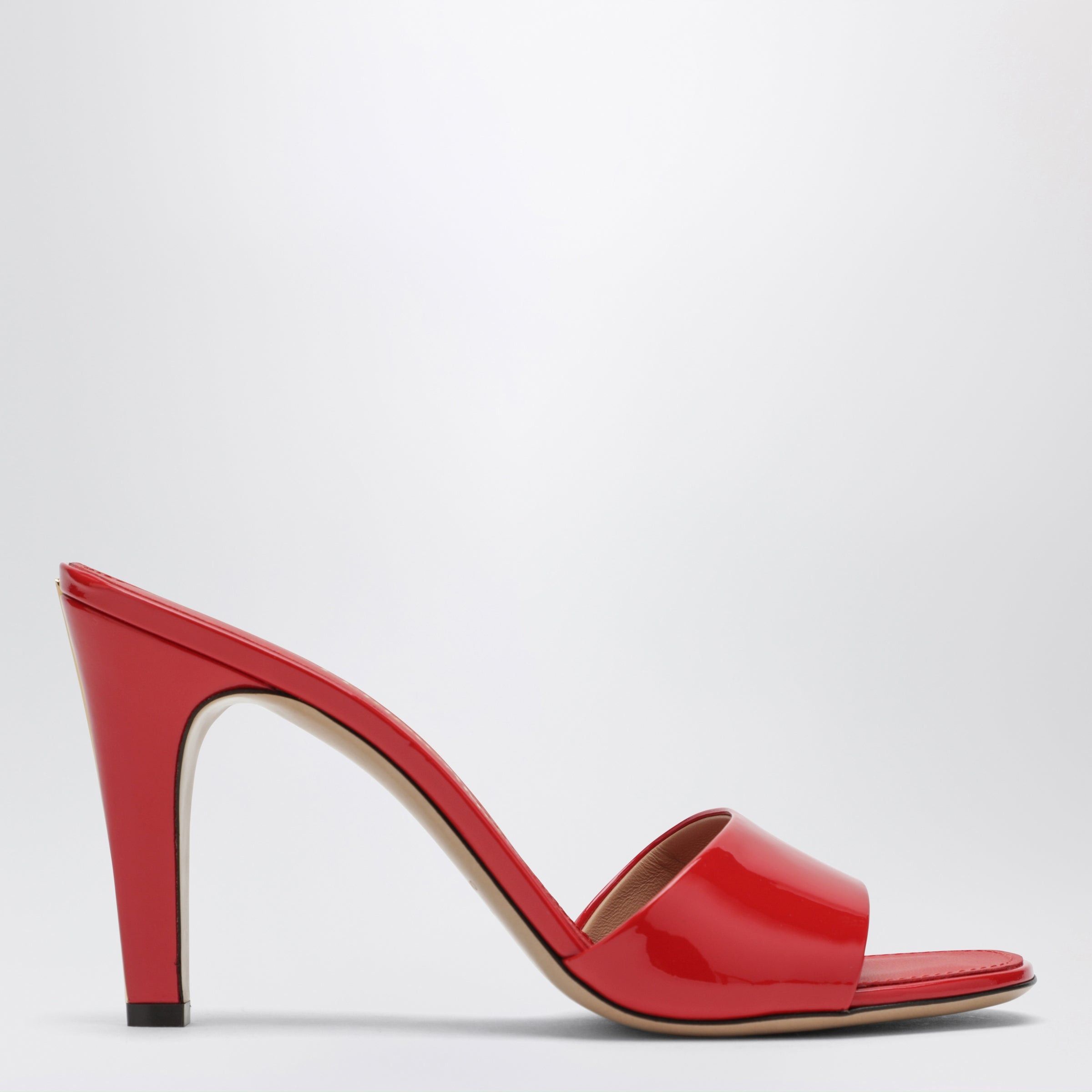 Salvatore Ferragamo Ferragamo Fire Red Patent Leather Heeled Slides Size US 7.5 / IT 37.5 - 1 Thumbnail