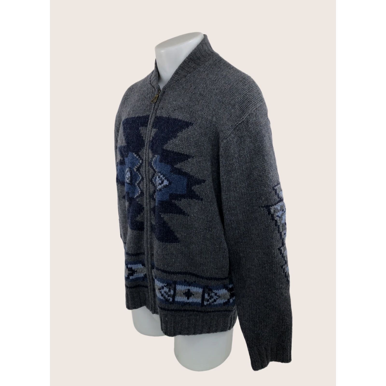 Pendleton Pendleton / Wool Knit Full Zip Southwest Aztec Md. Sweater Jacket Shirt Mens M Gray/Blue Aztec 90s Size US M / EU 48-50 / 2 - 1 Thumbnail