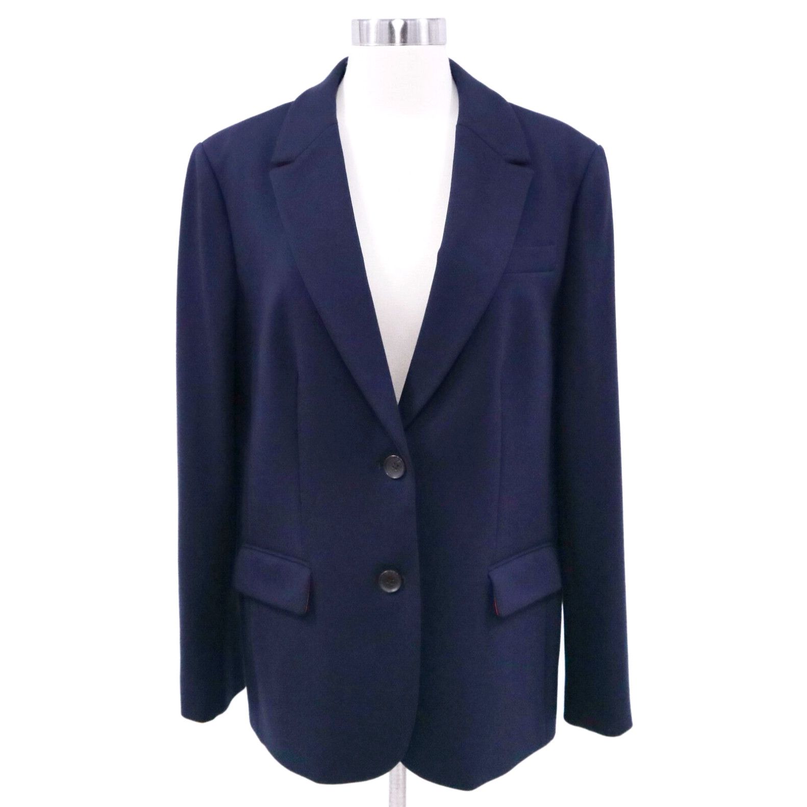 image of Boden Smyth Blazer Jacket Womens 14R Uk18R Navy Blue Ponte Stretch Jersey in White (Size XL)