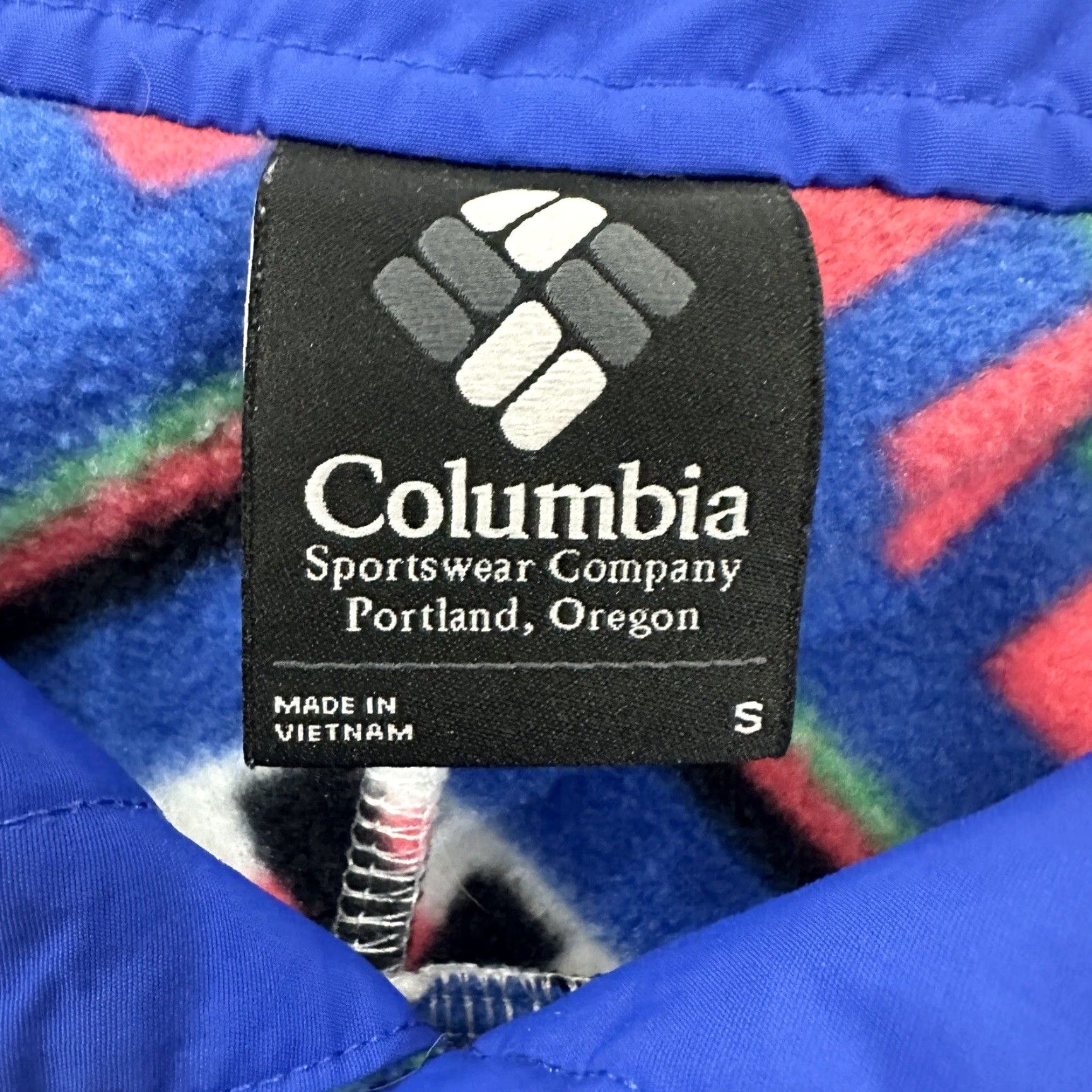 Vintage VINTAGE Columbia Powder Keg Fleece Pullover White Print Lapis Blue AM2206 Size US S / EU 44-46 / 1 - 2 Thumbnail