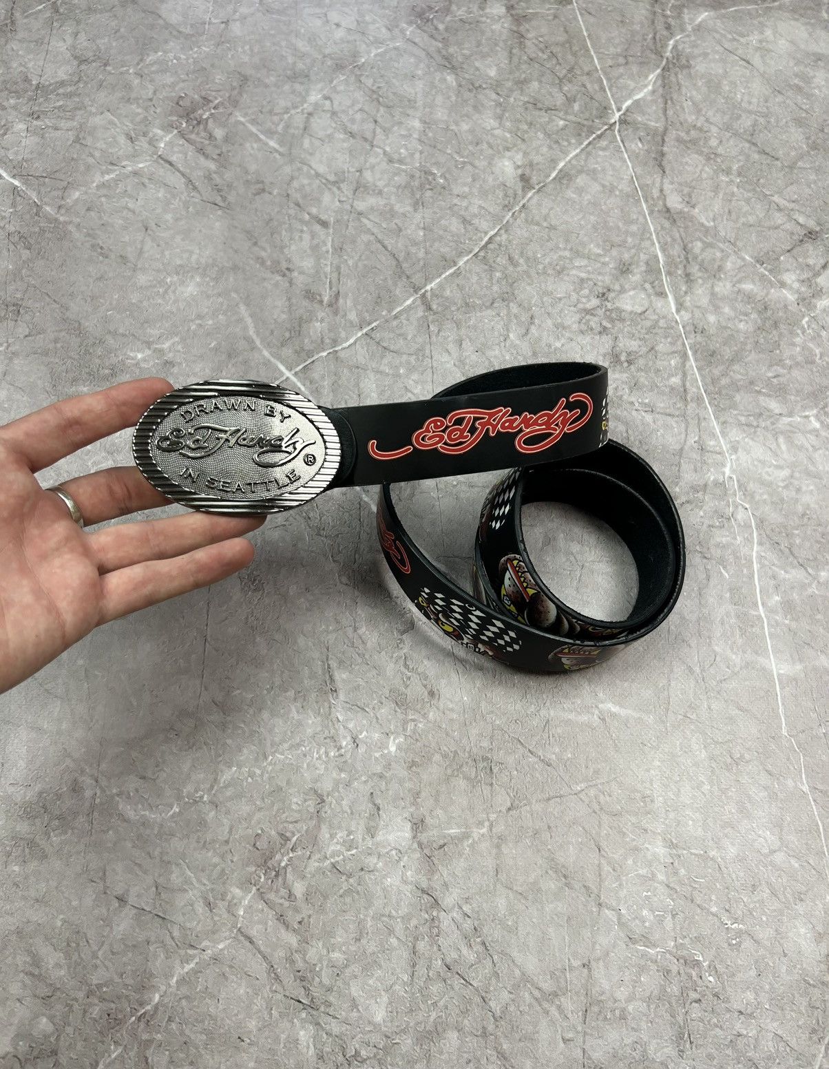 Ed Hardy Ed Hardy Overprint Belt Rhinestones Vintage Drip Y2K Size ONE SIZE - 1 Thumbnail