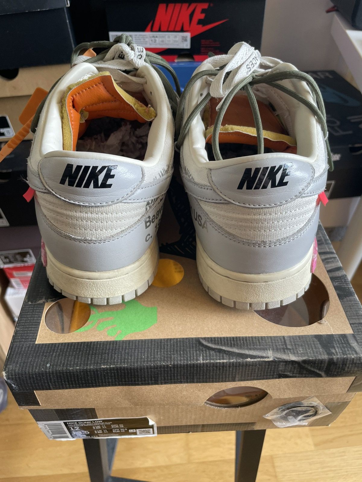 Nike × Off-White 100% Original Nike x Off-White Dunk Low Lot 22 of 50 Virgil Size US 12 / EU 45 - 5 Thumbnail