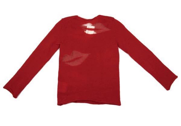 Comme des Garcons Comme Des Garcons Red vintage see-through lip design knit Size S / US 4 / IT 40 - 3 Thumbnail