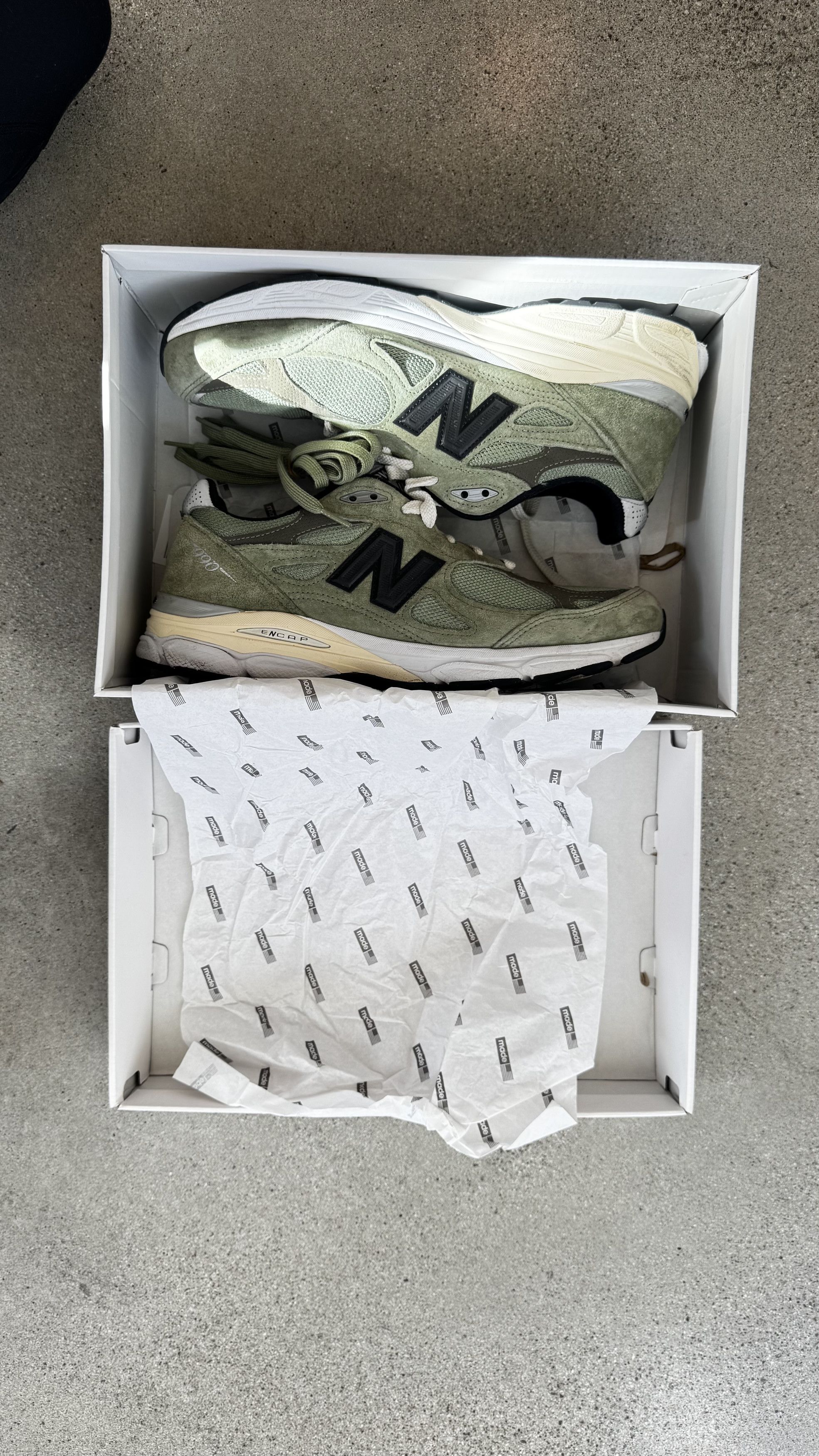 JJJJound × New Balance New Balance 990v3 JJJJound Olive Size 10.5 Made in USA Size US 10.5 / EU 43-44 - 1 Thumbnail