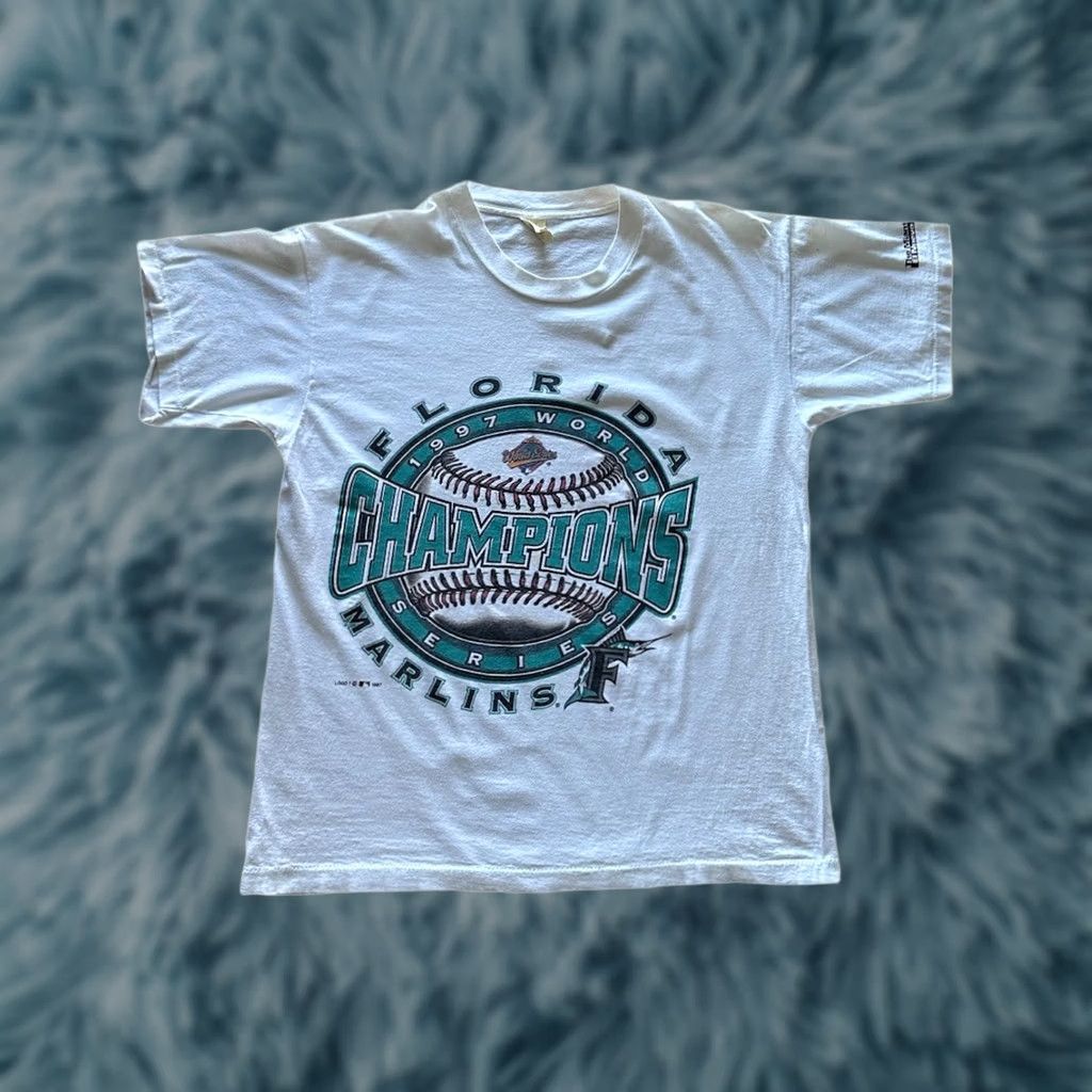 Vintage VINTAGE Screen Stars Best Shirt Men L Florida Marlins Tee Single Stitch 90s White Cotton Jersey 90s Baseball Mens Size US L / EU 52-54 / 3 - 1 Thumbnail