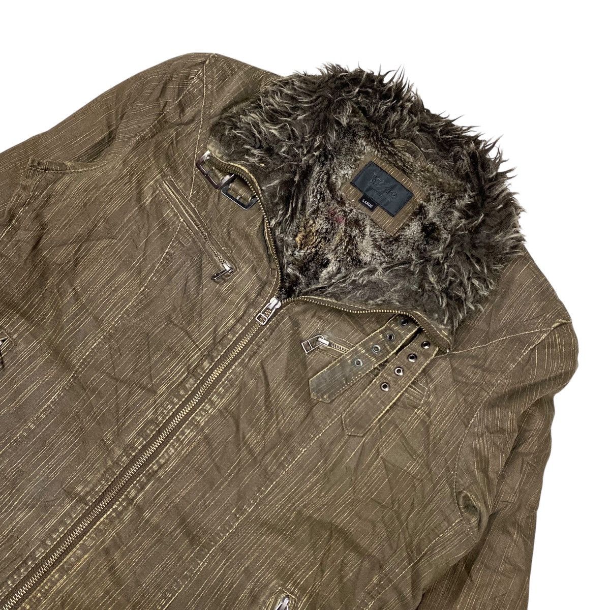 If Six Was Nine × Japanese Brand × Mossimo Mossimo Fur Bikers Denim Jacket Size US L / EU 52-54 / 3 - 8 Thumbnail