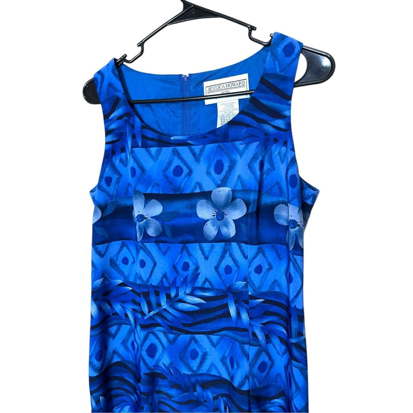 Other Vintage Jessica Howard Blue Sleeveless Scoop Neck Knee Lengt Size L / US 10 / IT 46 - 3 Thumbnail