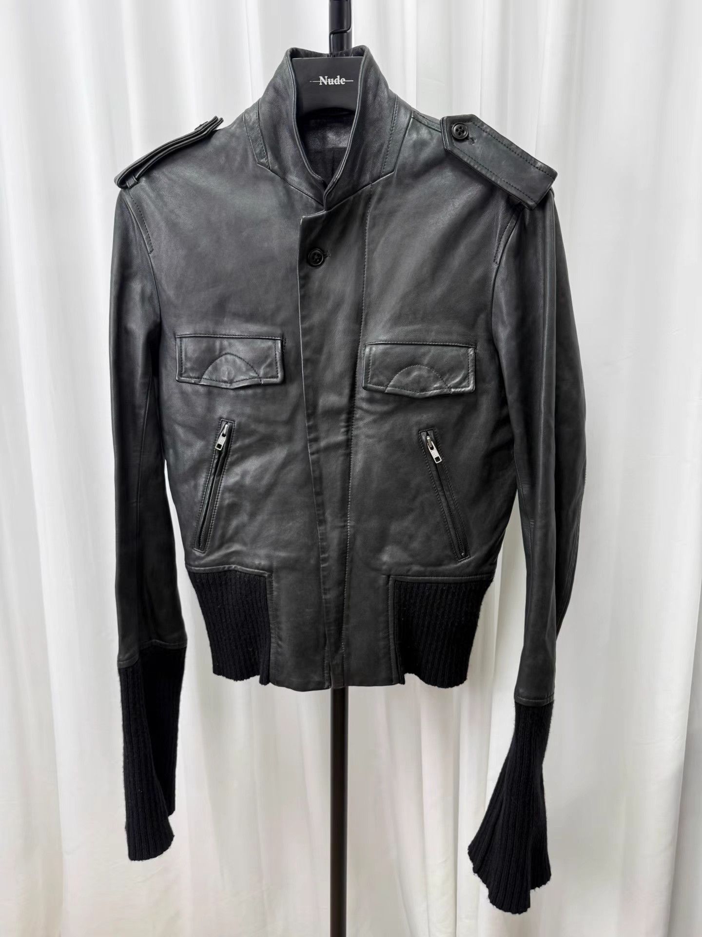 Ann Demeulemeester Ann demeulemeester 06AW Long Rib Leather Jacket K20 Size US S / EU 44-46 / 1 - 2 Thumbnail