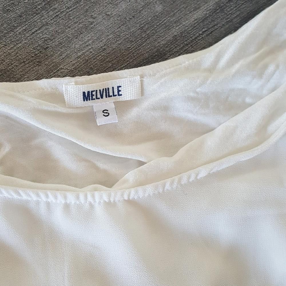 Designer White Double Dressy Melville Cropped Blouse Size S / US 4 / IT 40 - 3 Thumbnail