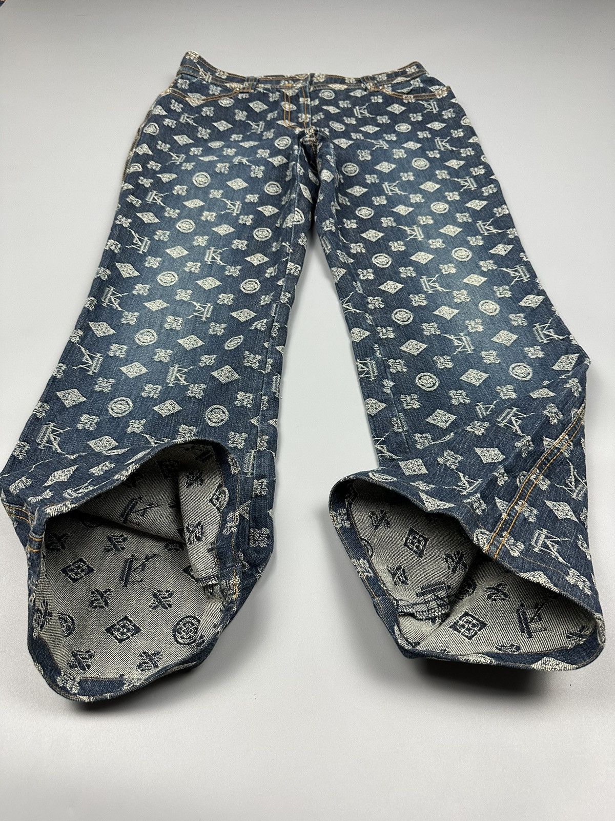 If Six Was Nine × Le Grande Bleu (L.G.B.) 🔥Rare🔥Vintage Japanese Monogram Flared Jeans Size 30" / US 8 / IT 44 - 7 Thumbnail