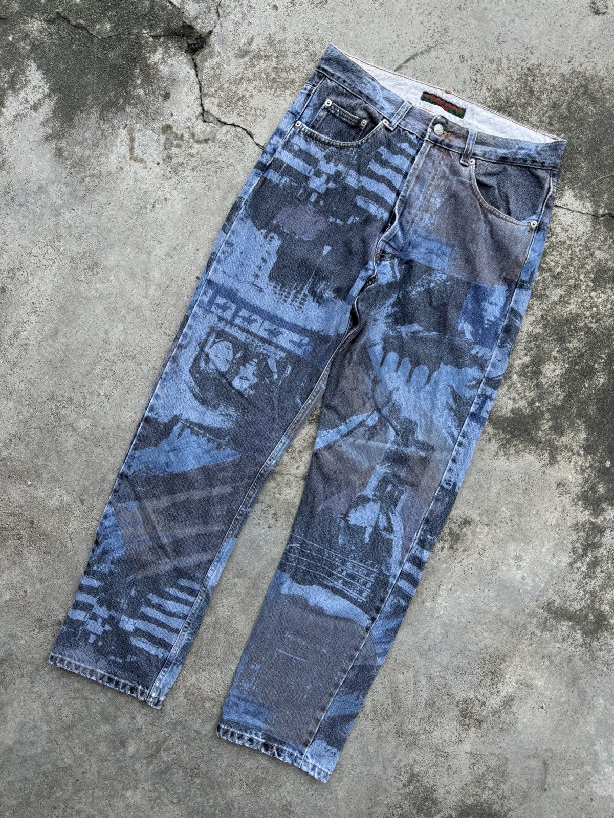 Katharine Hamnett London RARE Design🔥Vintage Katharine Hammett printed denim jeans Size US 31 - 1 Thumbnail