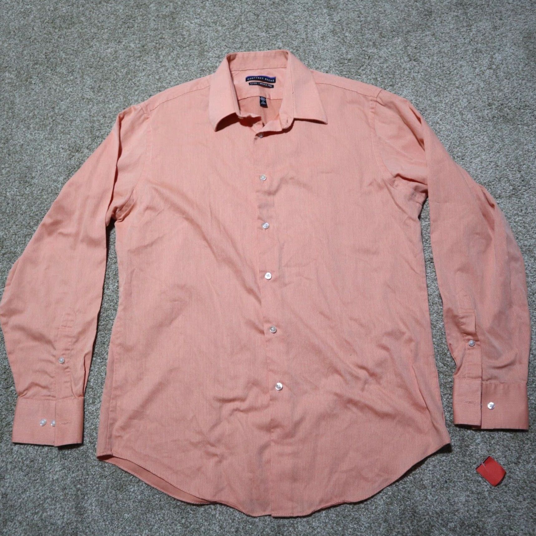Geoffrey Beene Geoffrey Beene Shirt Mens 16 Salmon Pink Button-Down Long Sleeve Classic Fitted Cotton Blend Dress Shirt 2 Ply No Iron Size 16 34 / 35 Size US L / EU 52-54 / 3 - 2 Thumbnail