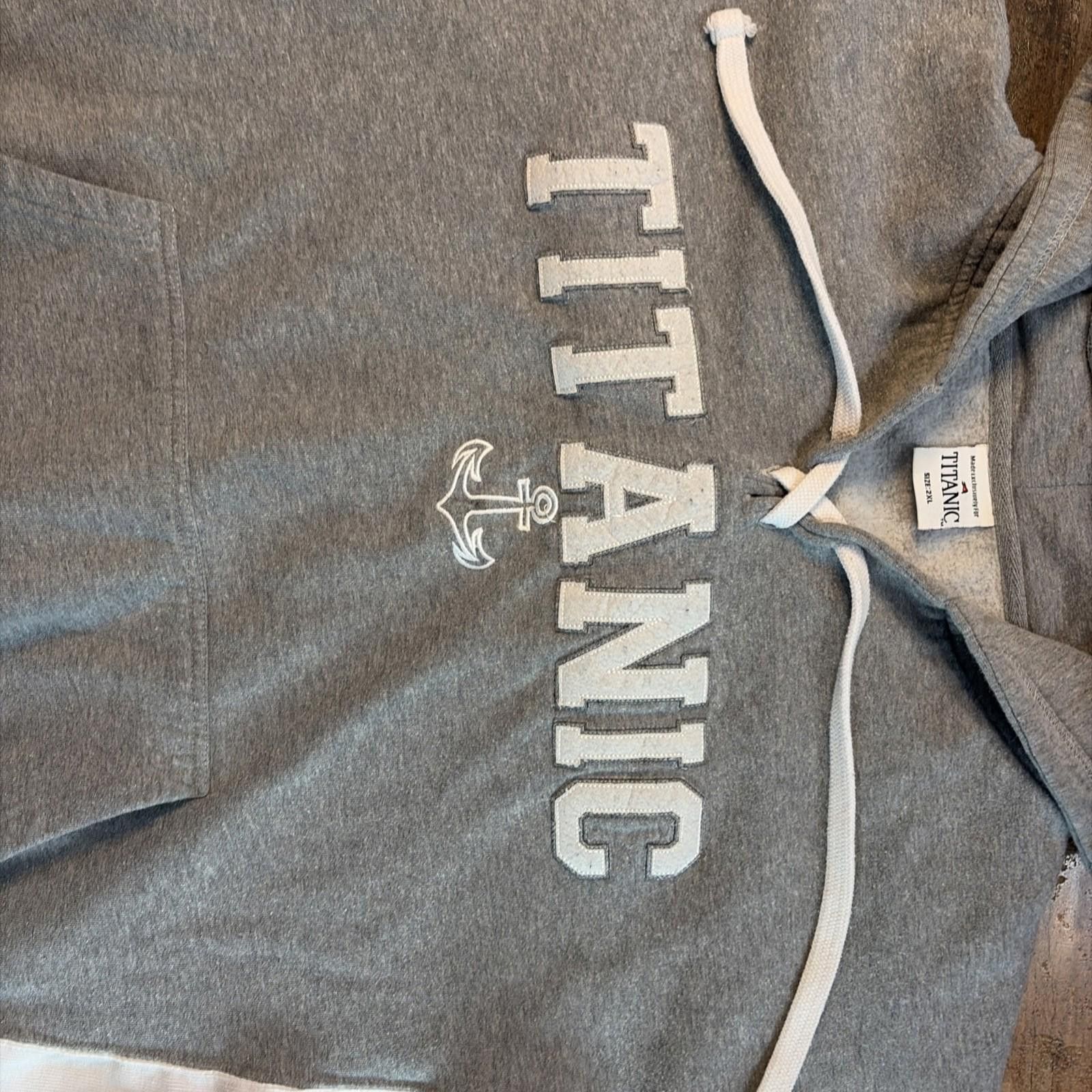The Unbranded Brand VTG grey hoodie "Titanic" with an anchor graphic 2XL Size US XXL / EU 58 / 5 - 3 Thumbnail