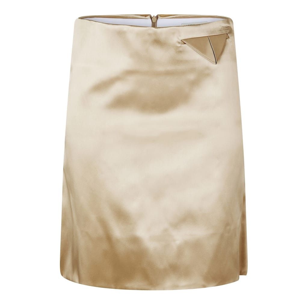 Bottega Veneta Bottega Veneta Bv A Line Silk Skirt in Beige Size 27" / US 4 / IT 40 - 1 Thumbnail