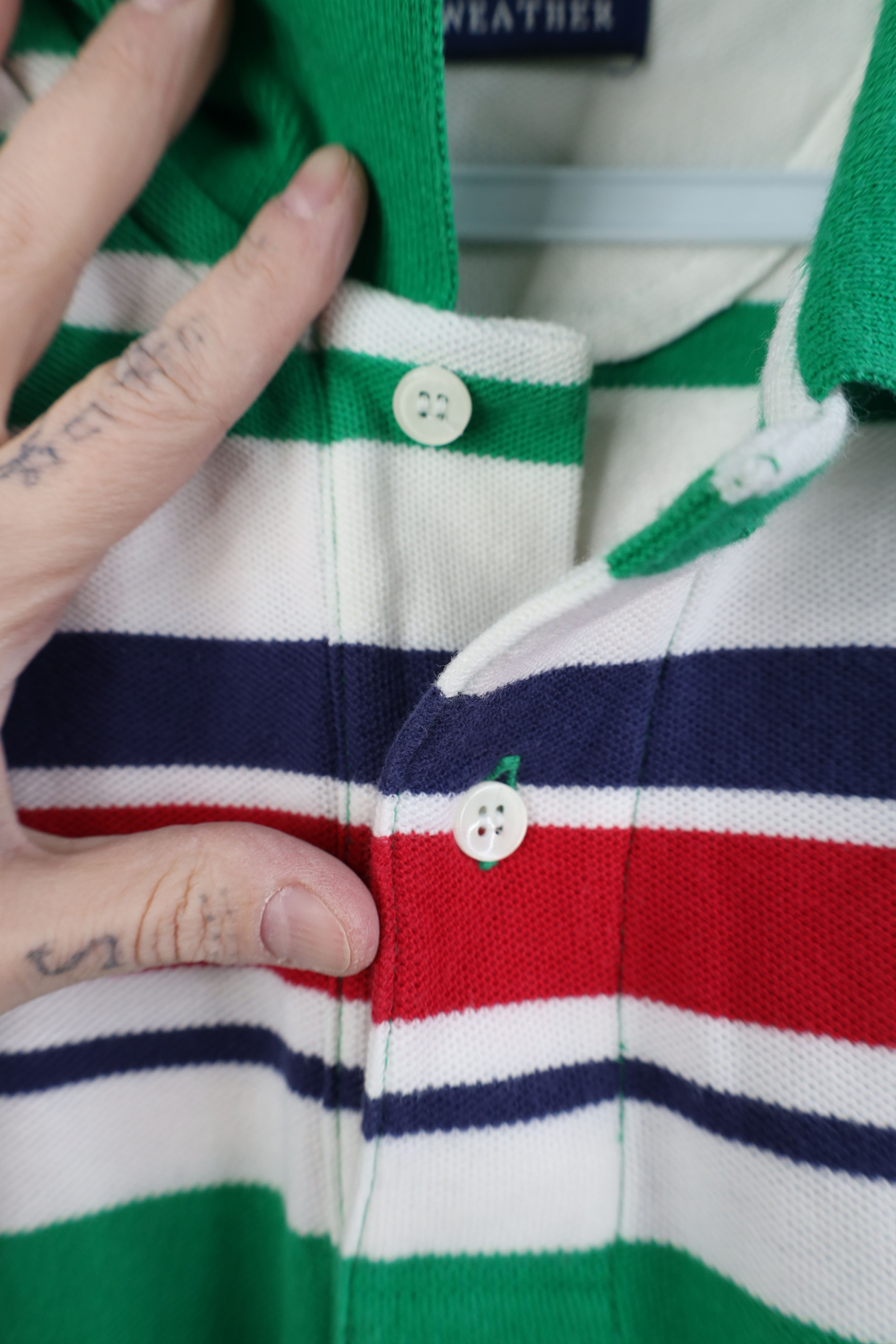 Vintage Vintage 90s Streetwear Block Knit Golf Polo Shirt Cotton Size US L / EU 52-54 / 3 - 6 Thumbnail