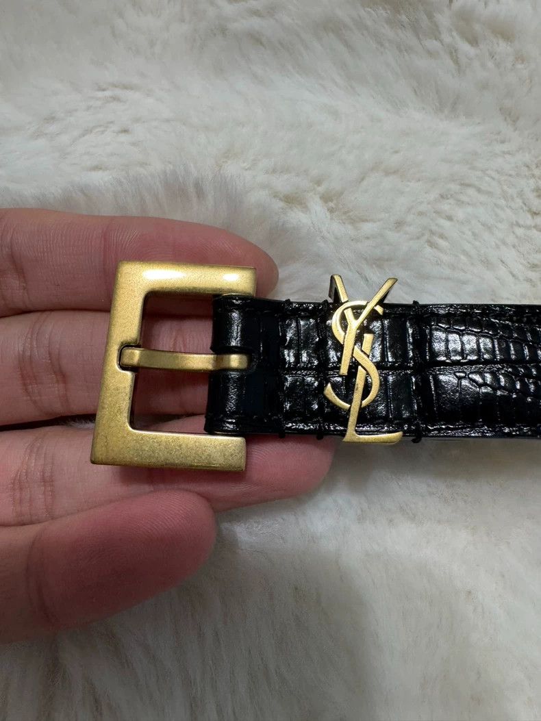 Saint Laurent Paris saint laurent parisEmbossed black gold logo belt 2503-Nexta Size ONE SIZE - 2 Thumbnail