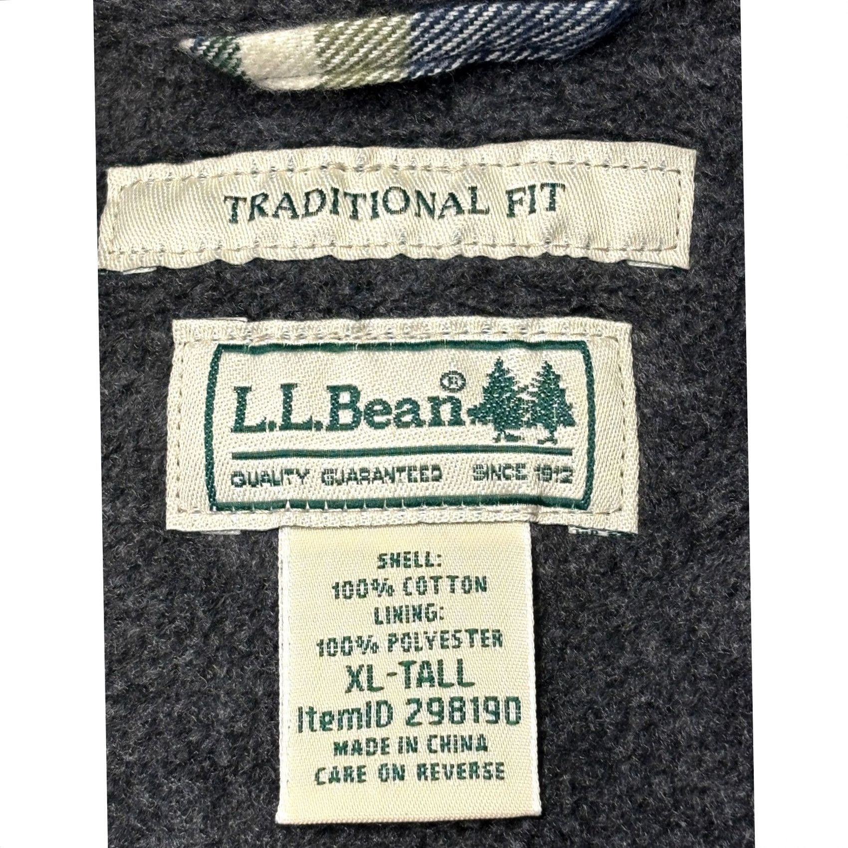 Vintage L.L. Bean Fleece Lined Flannel Shirt Jac Mens XL Tall Plaid Navy Green 298190 Size US XL / EU 56 / 4 - 4 Thumbnail