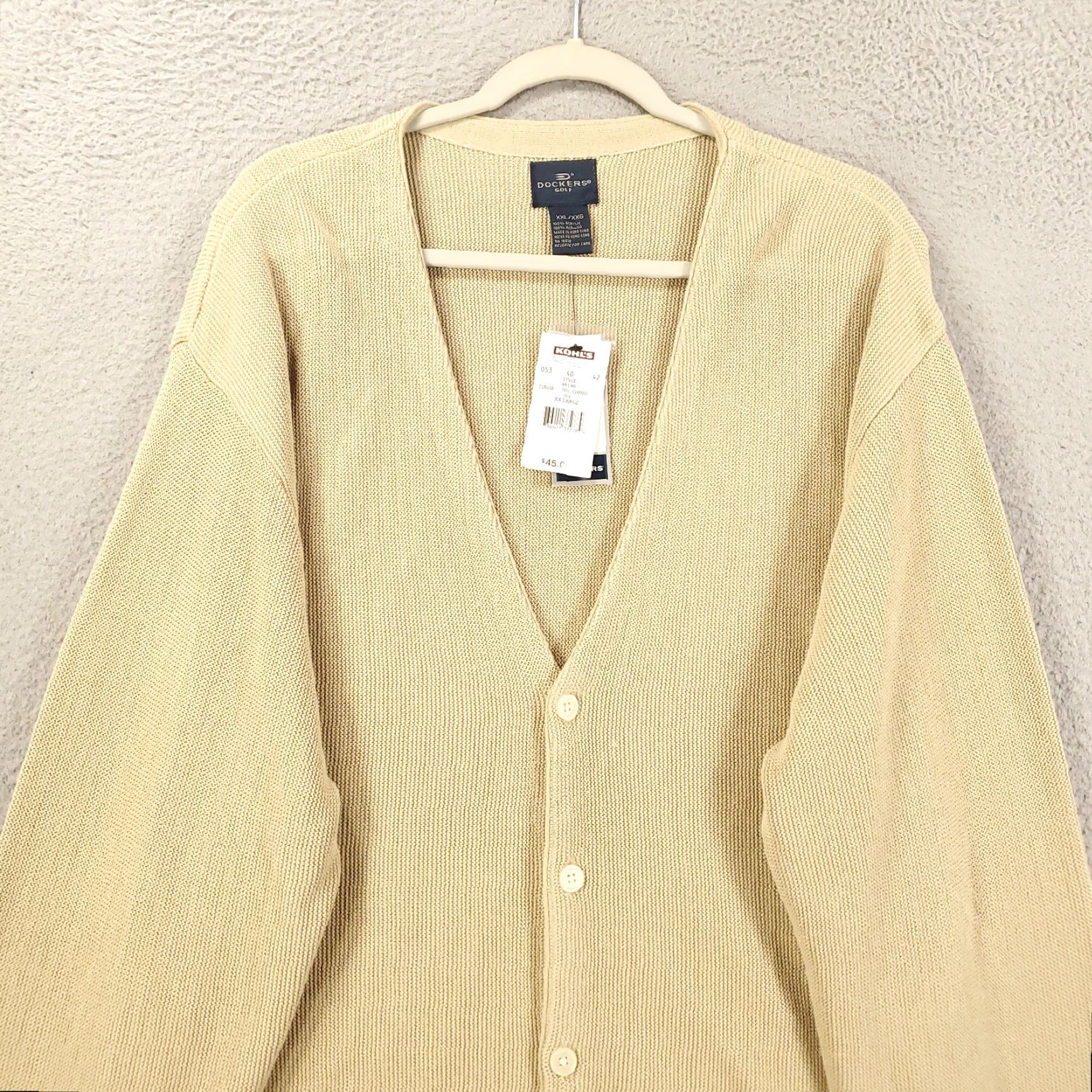 Dockers New DOCKERS Cardigan Mens XXL Chino Tan Grandpa Knit Button Up Sweater NWT Size US XXL / EU 58 / 5 - 2 Thumbnail