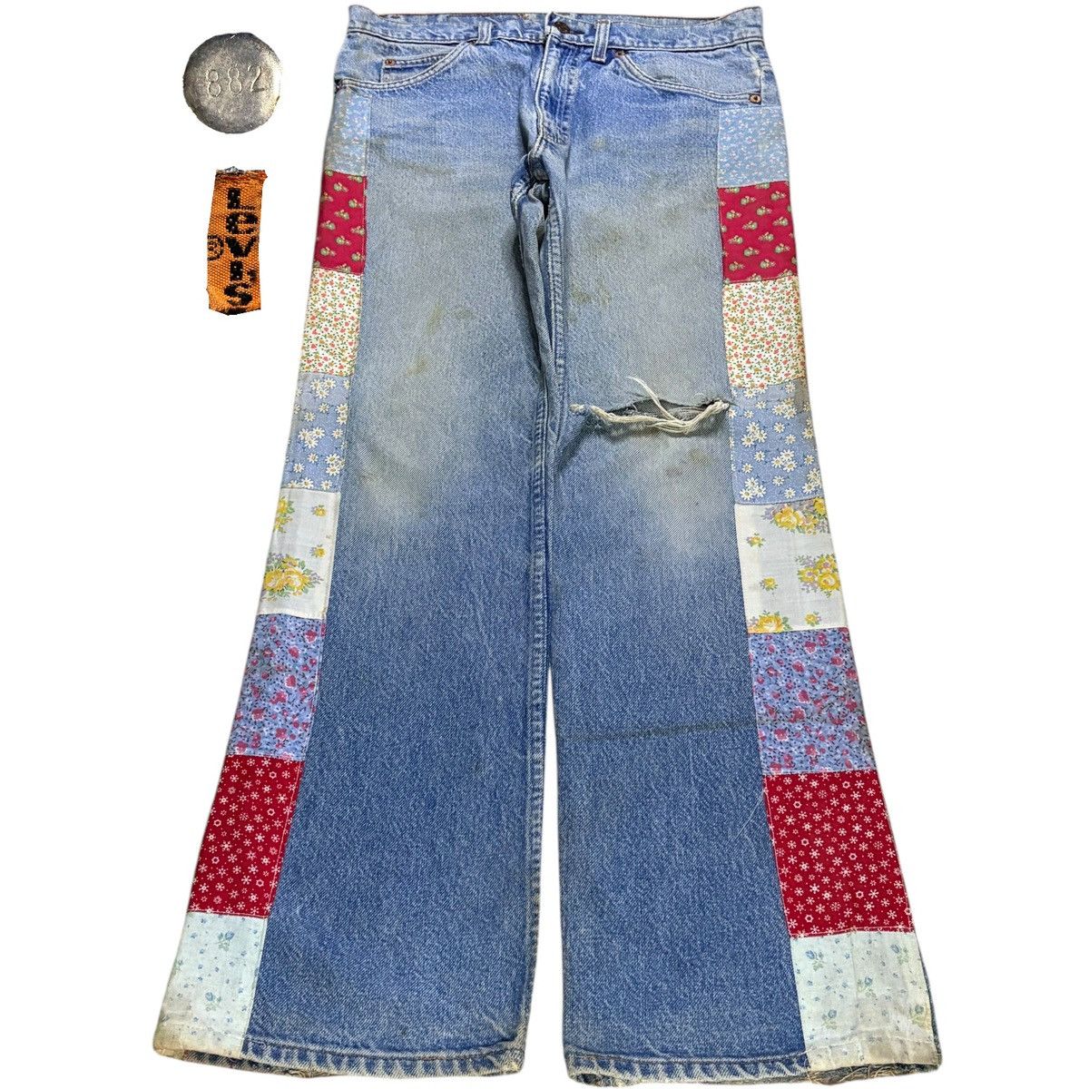 LVC × Levi's × Levi's Vintage Clothing Vintage 90s Levis Orange Tab Mud Wash Distress Flare Jeans Size US 32 / EU 48 - 1 Thumbnail