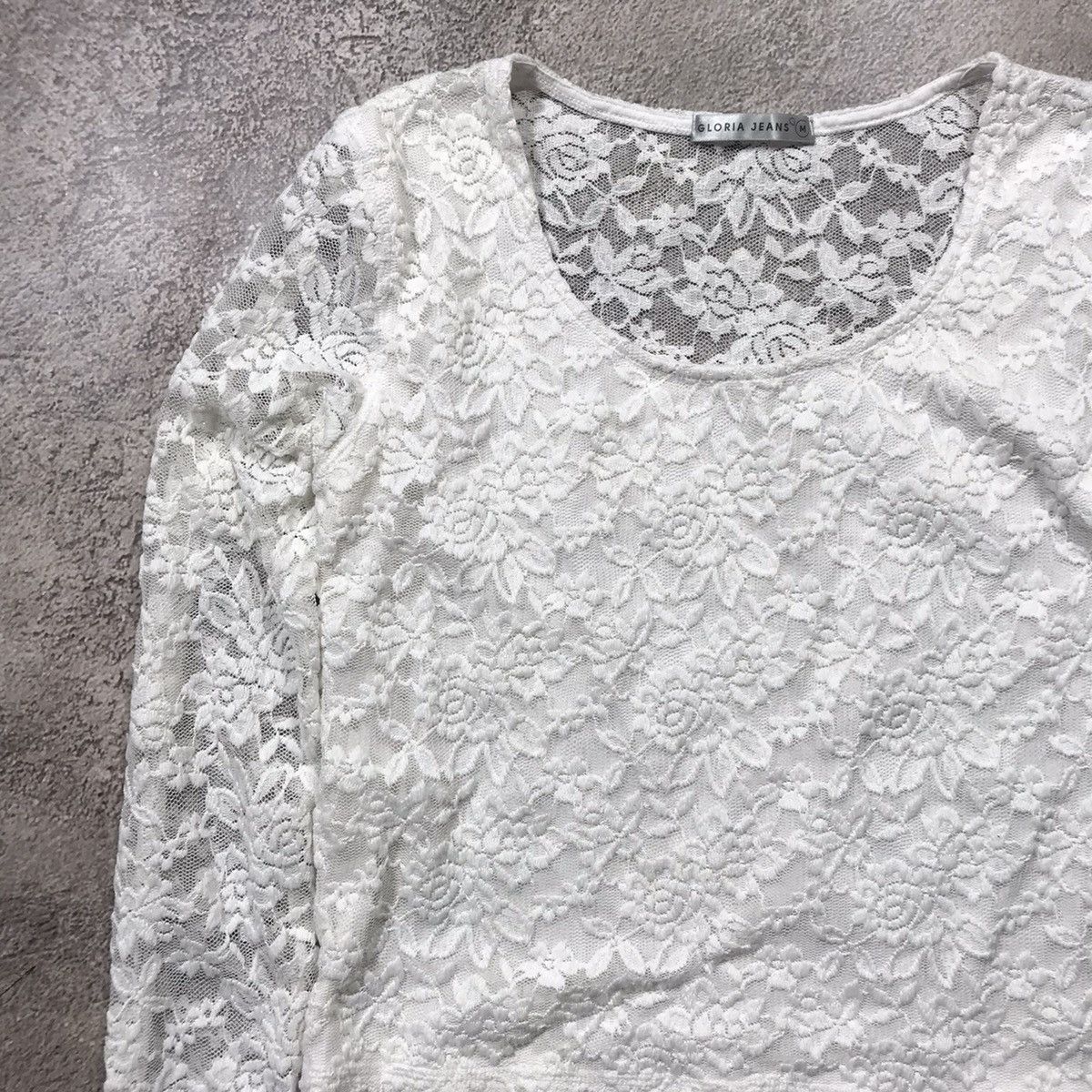 Vintage Vintage Y2K Cream Lace Crop Long Sleeve Top Indie Relaxed M Size M / US 6-8 / IT 42-44 - 2 Thumbnail