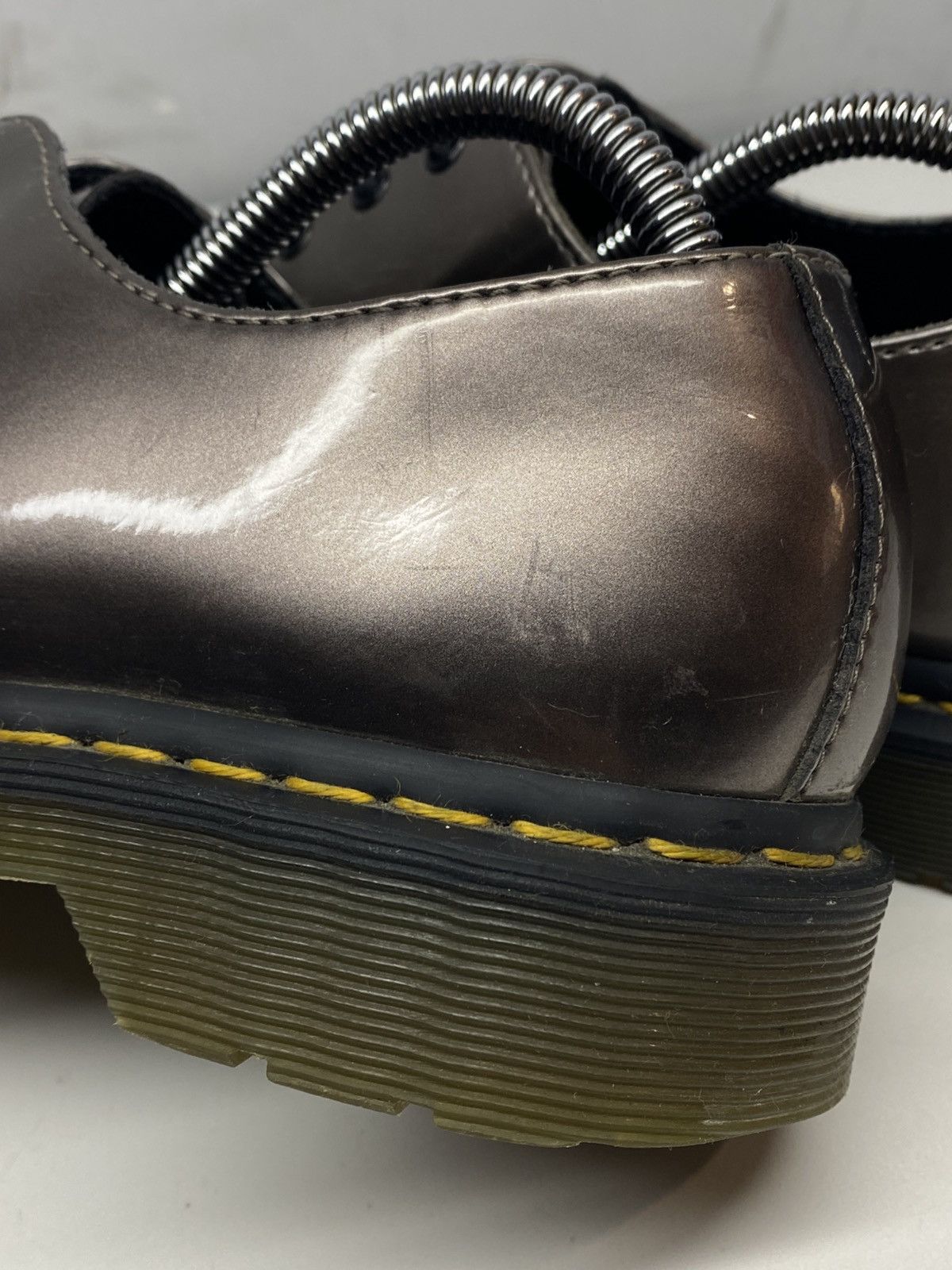 Dr. Martens Dr Martens Enamel Eye Pewter Patent Leather Lace Up Oxfords Size US 6 / EU 39 - 13 Thumbnail