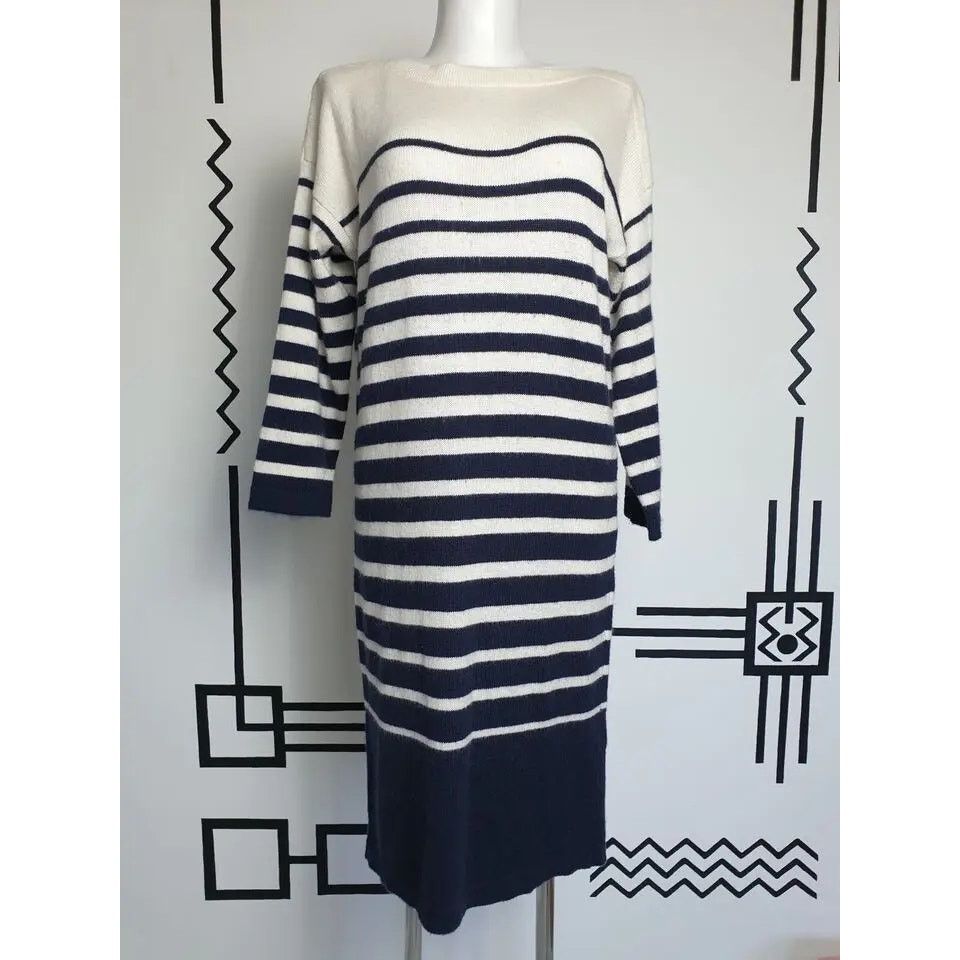 Jean Paul Gaultier Jean Paul Gaultier Lindex Casual Dress Wool Striped Size L Size L / US 10 / IT 46 - 5 Thumbnail