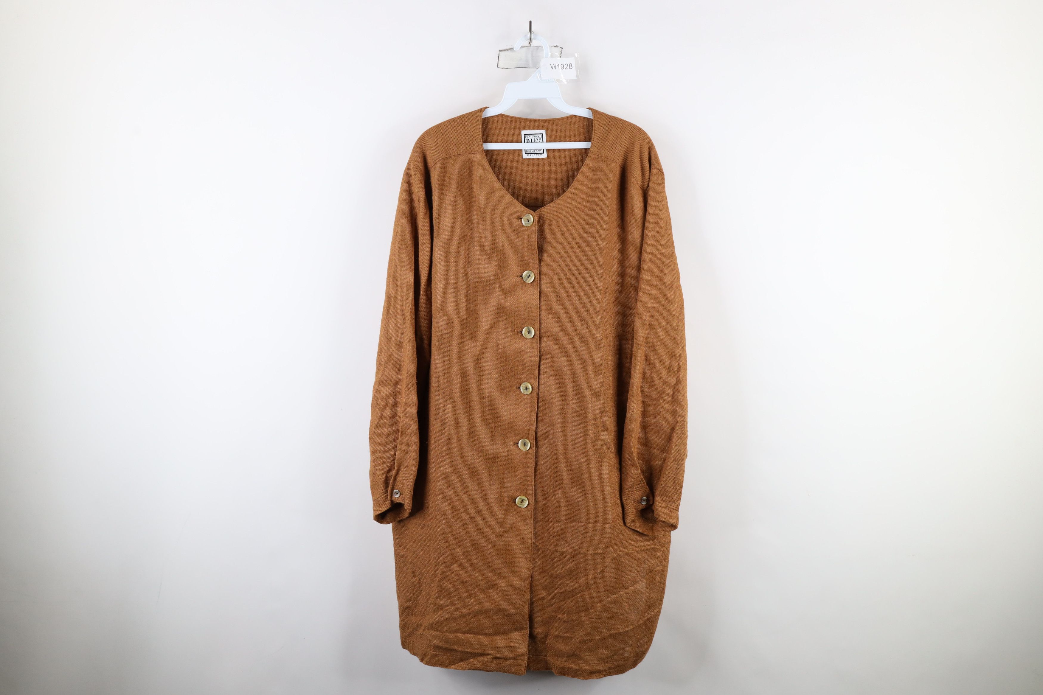 Vintage Vintage 90s Lagenlook Linen Blend Tunic Button Shirt Brown Size XXL / US 16-18 / IT 52-54 - 1 Thumbnail