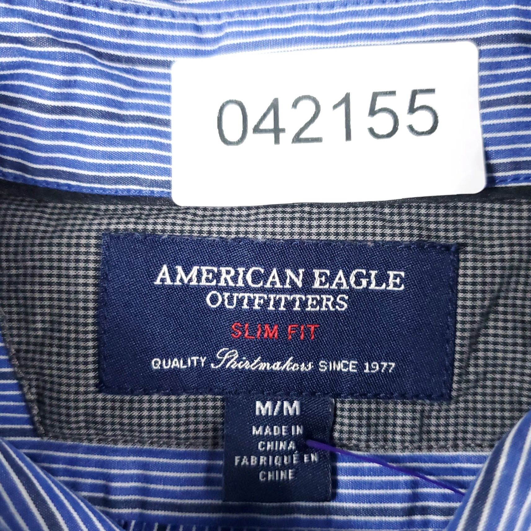 American Eagle Outfitters American Eagle Outfitters Shirt Mens Medium Blue Striped Button Up Long Sleeve Size US M / EU 48-50 / 2 - 6 Thumbnail